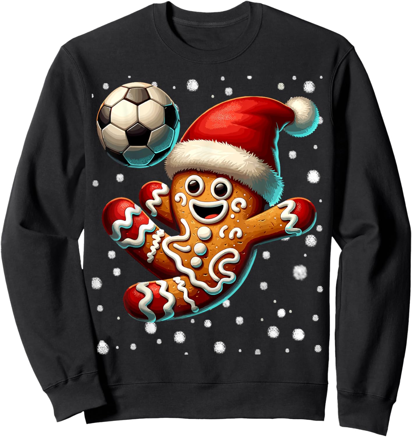Gingerbread Plays Soccer Bicycle Kick, Cookie Christmas Sweatshirt - Sweatshirt | Black