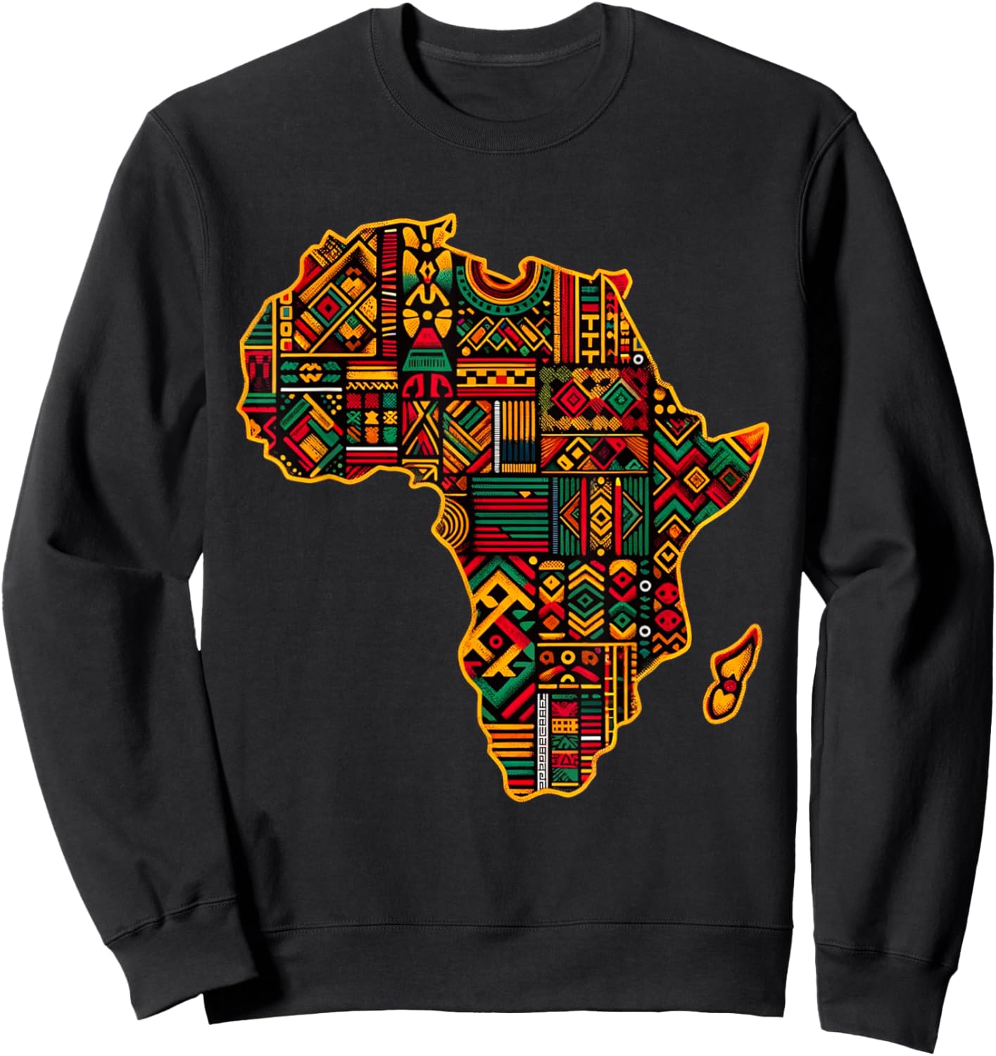 Cool Colorful Africa Map Men Women Kente African Lover Sweatshirt - Sweatshirt | Black