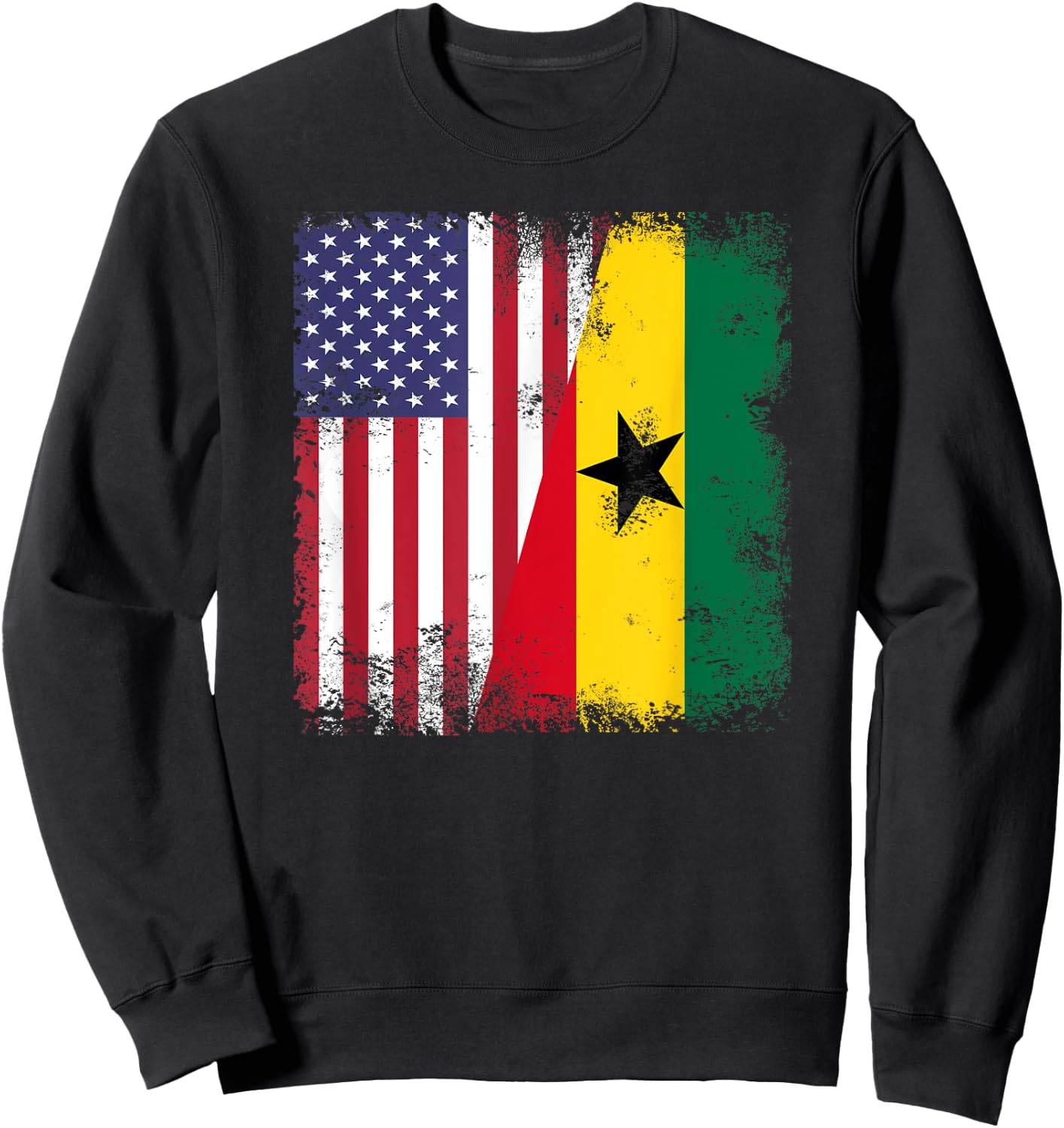 Half Ghanaian Flag | Vintage Ghana USA Gift Sweatshirt - Sweatshirt | Black
