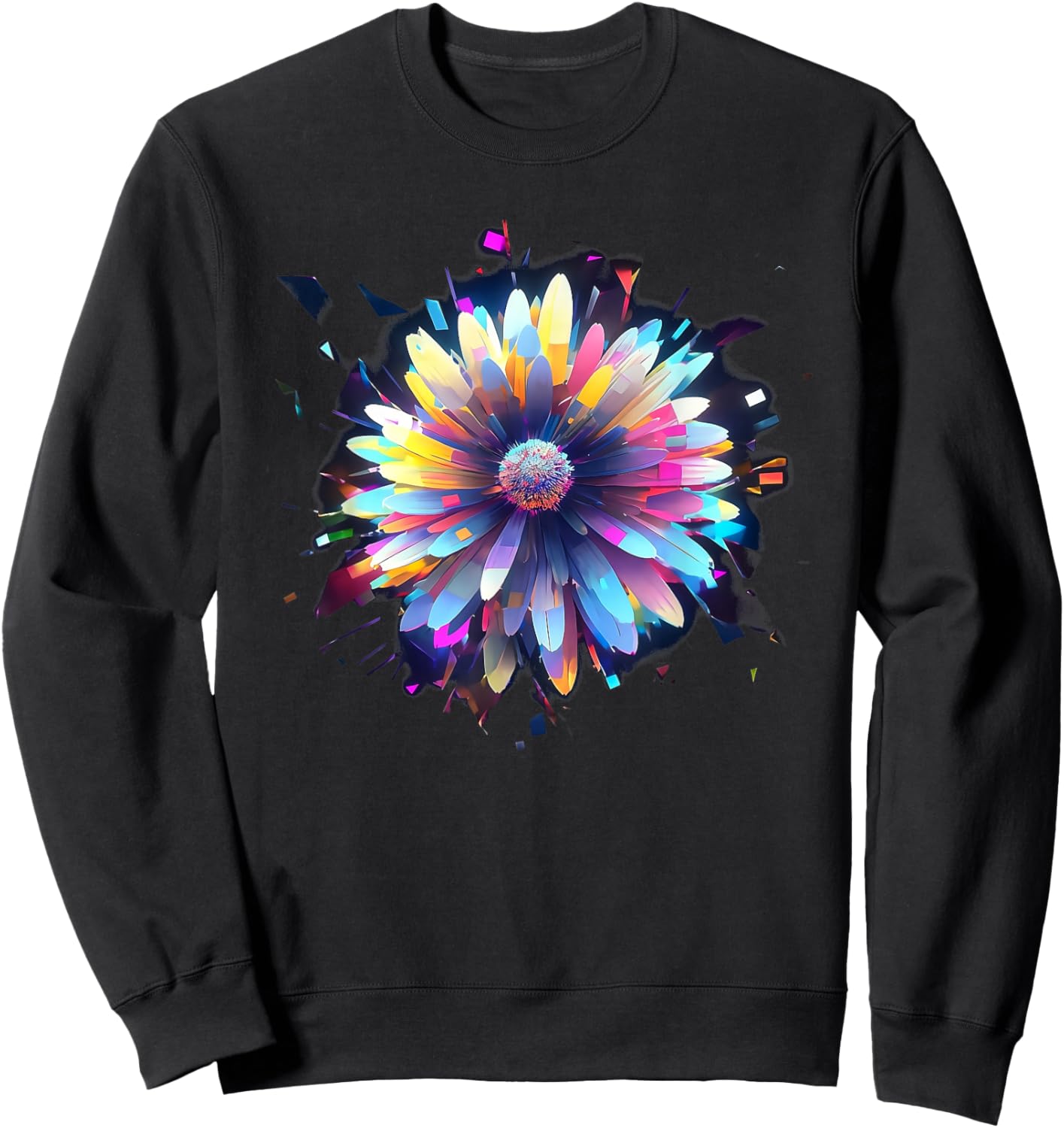 Flowers, Daisy, Art, Color, Love, Cute, Abstract, Fashion Sweatshirt - Sweatshirt | Black