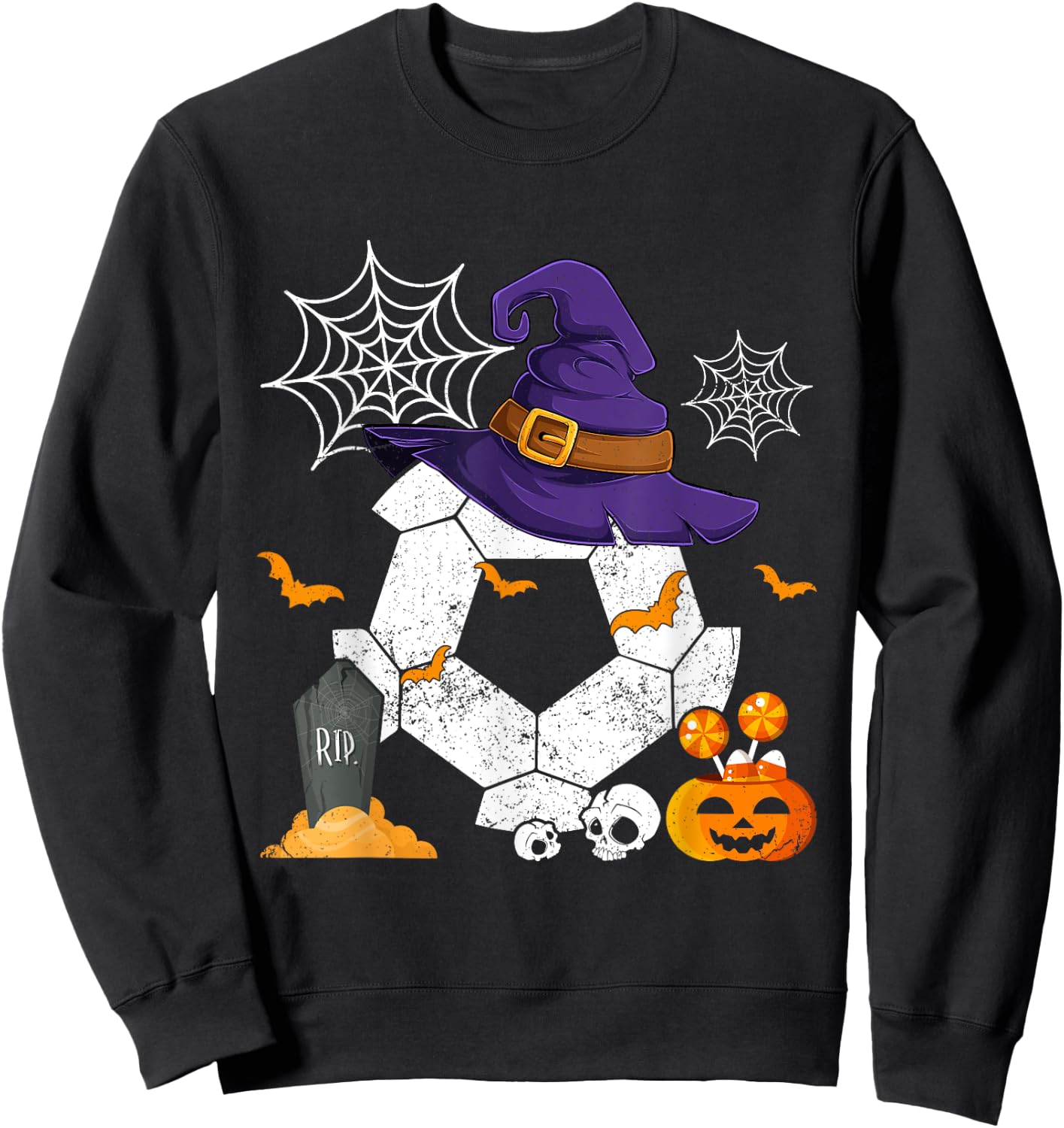 Funny Witch Soccer Halloween Costume Soccer Lover Sweatshirt - Sweatshirt | Black