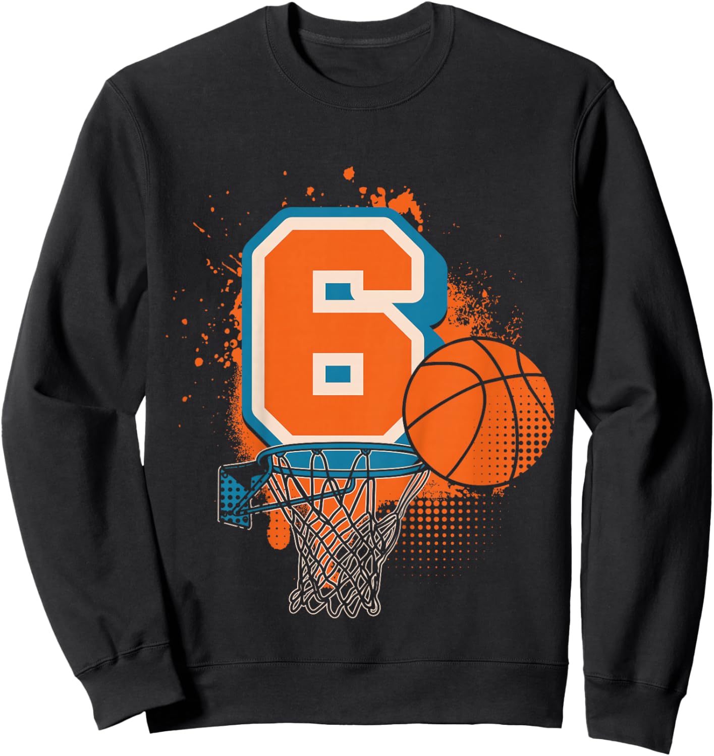 Kids 6th Birthday Boy Basketball Player Basketball 6 Years Old Sweatshirt - Sweatshirt | Black