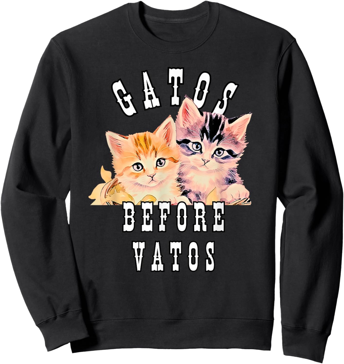 Gatos Before Vatos Galentines Day Valentines Vintage Cat Women Sweatshirt - Sweatshirt | Black