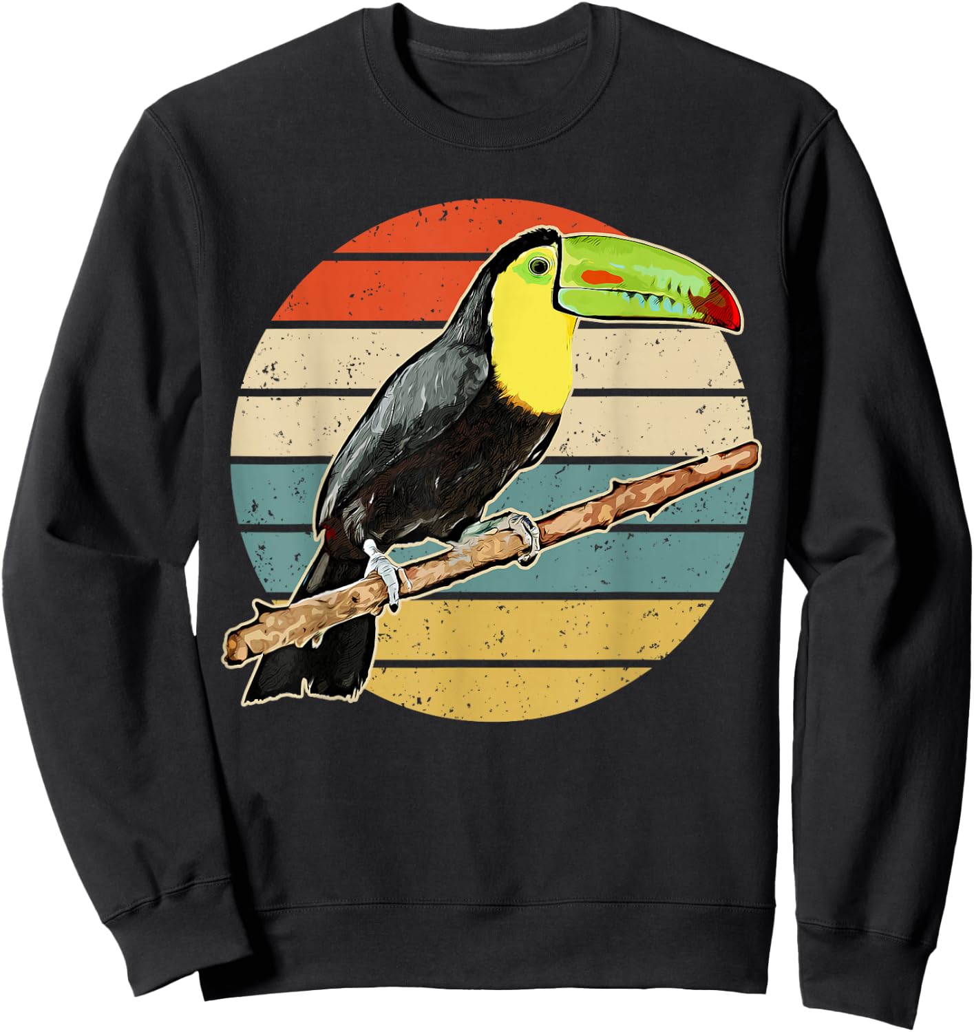 Retro Toucan Vintage Distressed Style Toucan Sweatshirt - Sweatshirt | Black