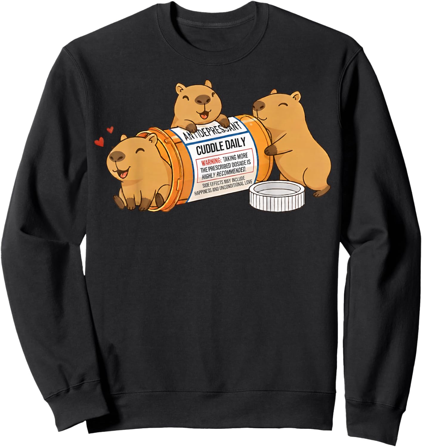 Funny Capybara Anti Depressant Zoo Boys Girls Kids Sweatshirt - Sweatshirt | Black