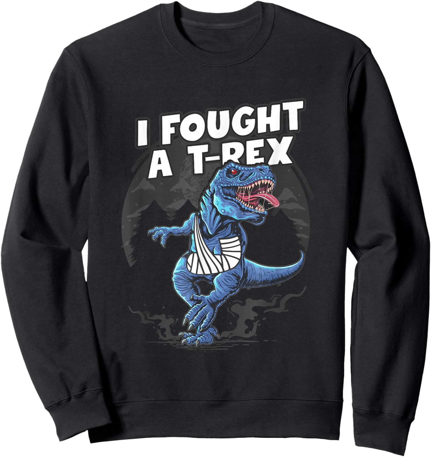 Broken Arm Recovery Boys Dinosaur I Fought A T-Rex Injury Sweatshirt - Sweatshirt | Black