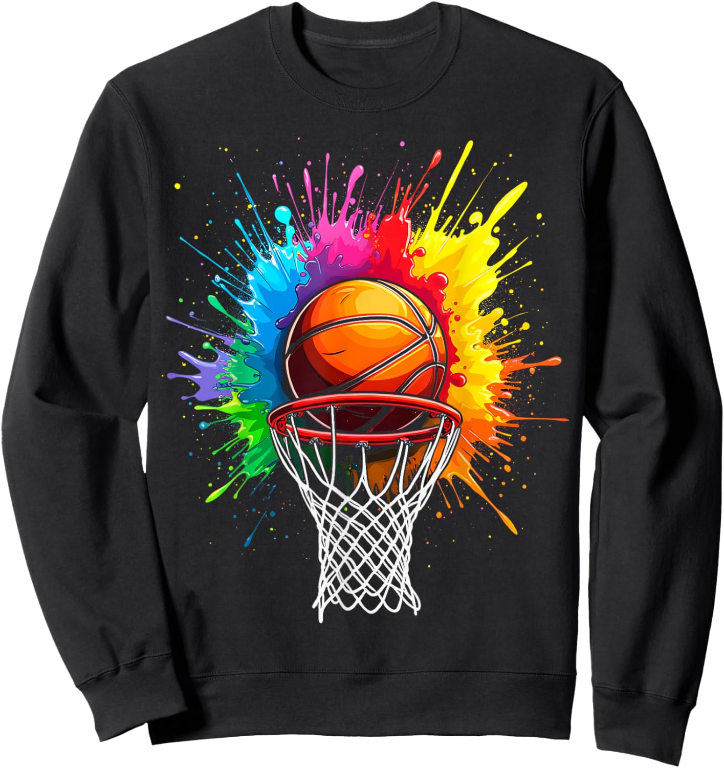 Basketball Hoop Color Art Sweatshirt - Sweatshirt | Black