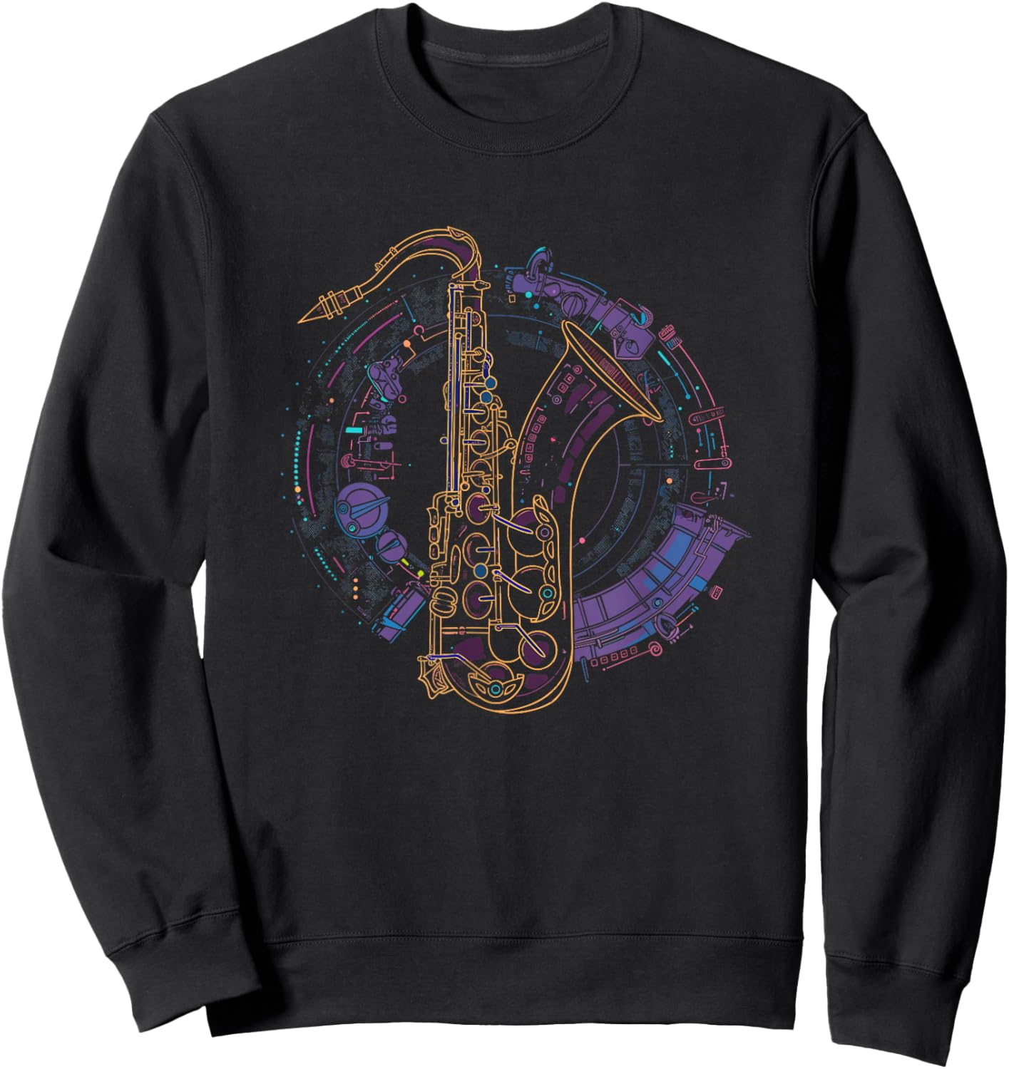 Saxophone Graphics Saxophone Player Saxophone Music Sweatshirt - Sweatshirt | Black