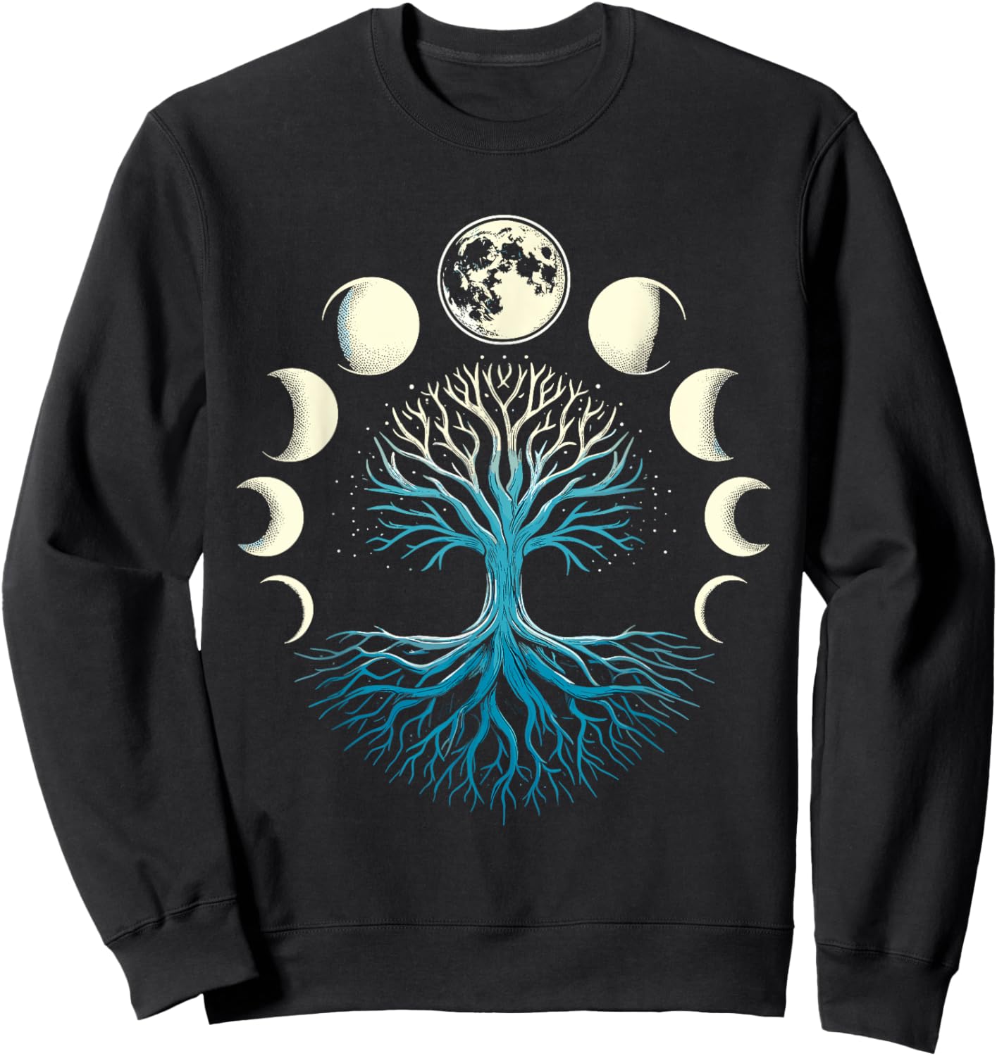 Spiritual Tree Moon Phases Yoga Sweatshirt - Sweatshirt | Black