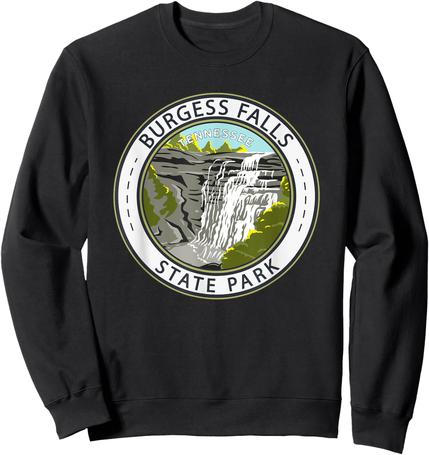 Burgess Falls State Park Tennessee Badge Vintage Sweatshirt - Sweatshirt | Black