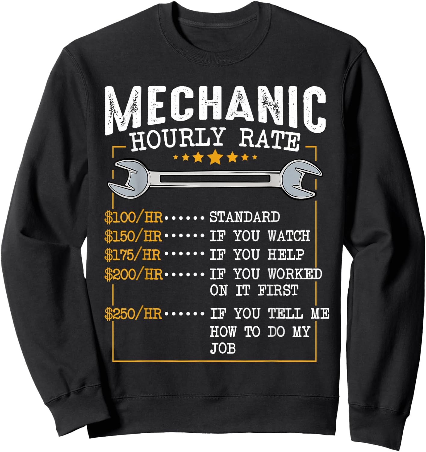 Mechanic Hourly Rate Car Mechatronics Engineer Profession Car Gift Sweatshirt - Sweatshirt | Black