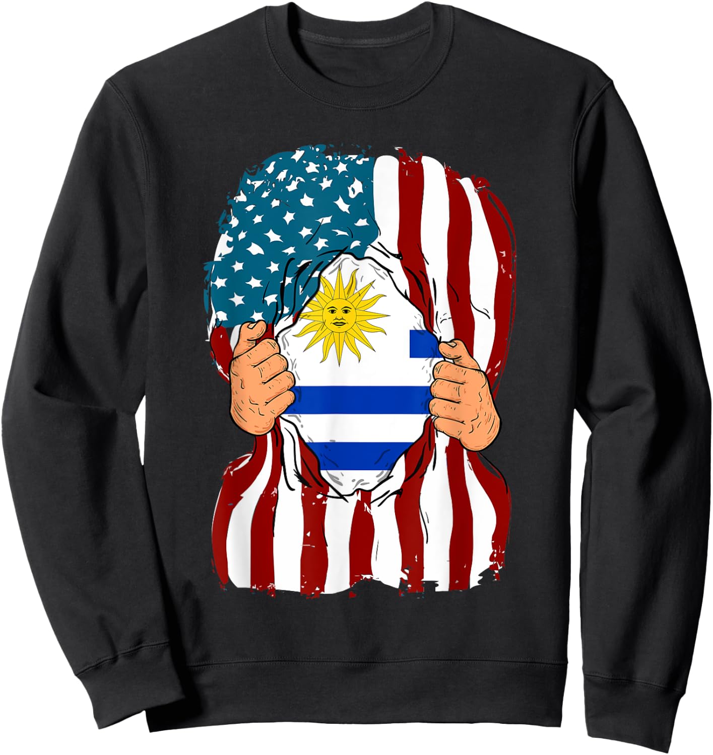 Uruguay Flag Inside Me Home Pride Uruguayan American Gift Sweatshirt - Sweatshirt | Black