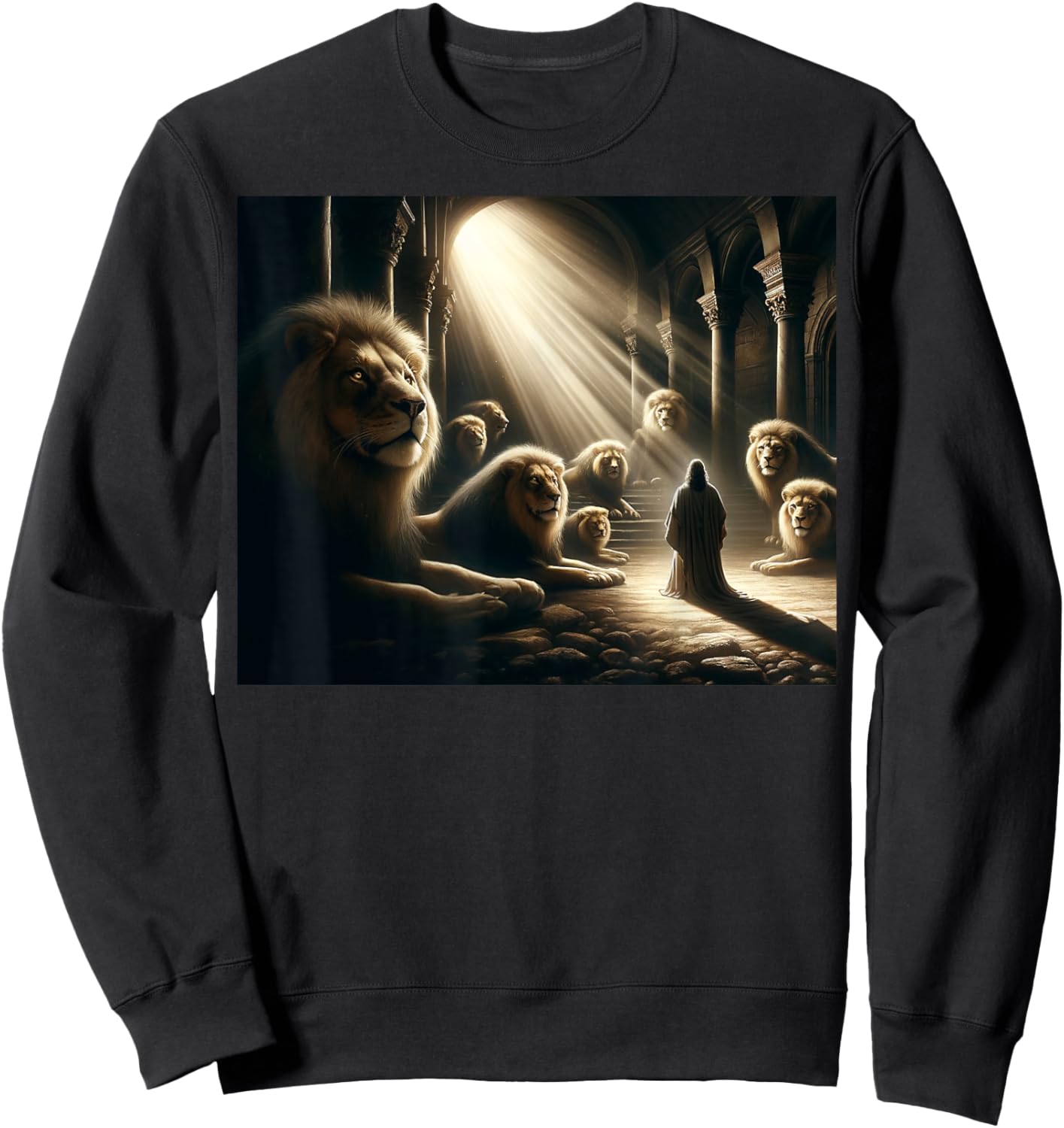 Daniel in the Lion’s Den Christian Faith-Based Apparel Sweatshirt - Sweatshirt | Black