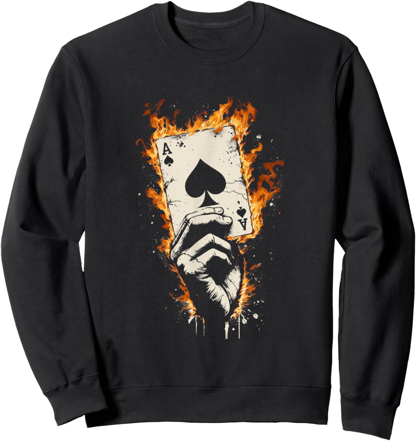 Ace Of Spades Burning - Vintage Favorite Card Game Lover Sweatshirt - Sweatshirt | Black