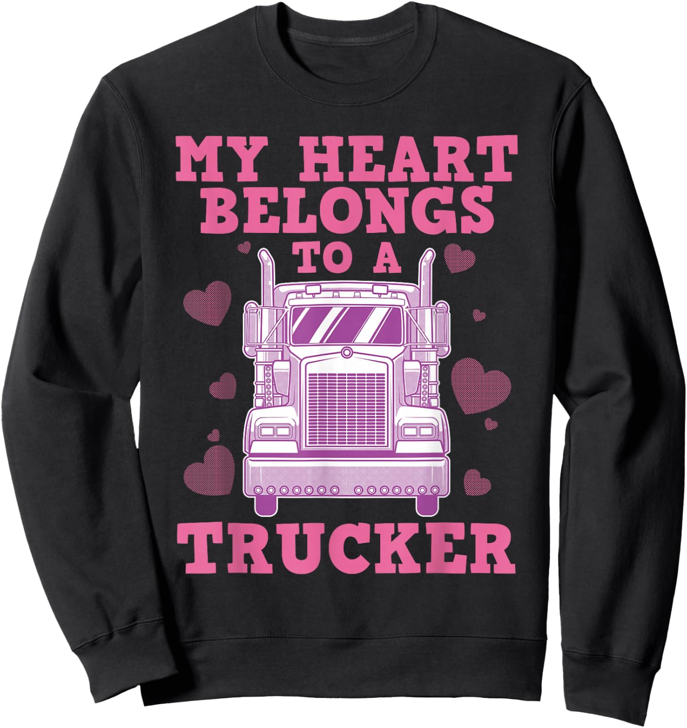 Cool Truckers Wife Gift Funny Truck Driver Girl Sweatshirt - Sweatshirt | Black