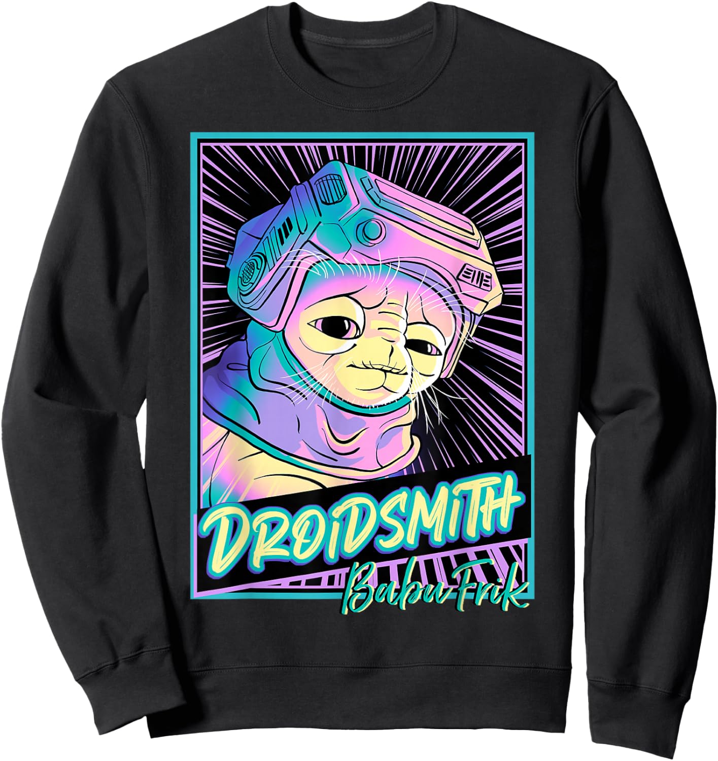 Star Wars: The Rise Of Skywalker Babu Frik Neon Poster Sweatshirt - Sweatshirt | Black