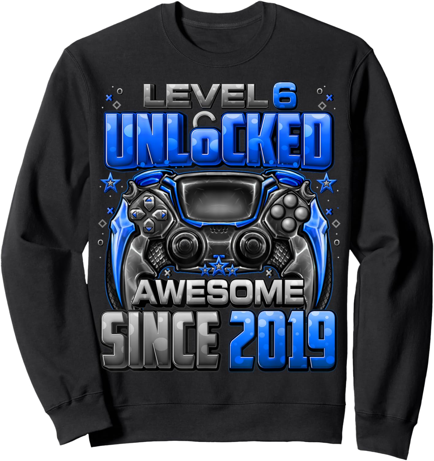 Level 6 Unlocked Awesome Since 2019 6th Birthday Gaming Sweatshirt - Sweatshirt | Black