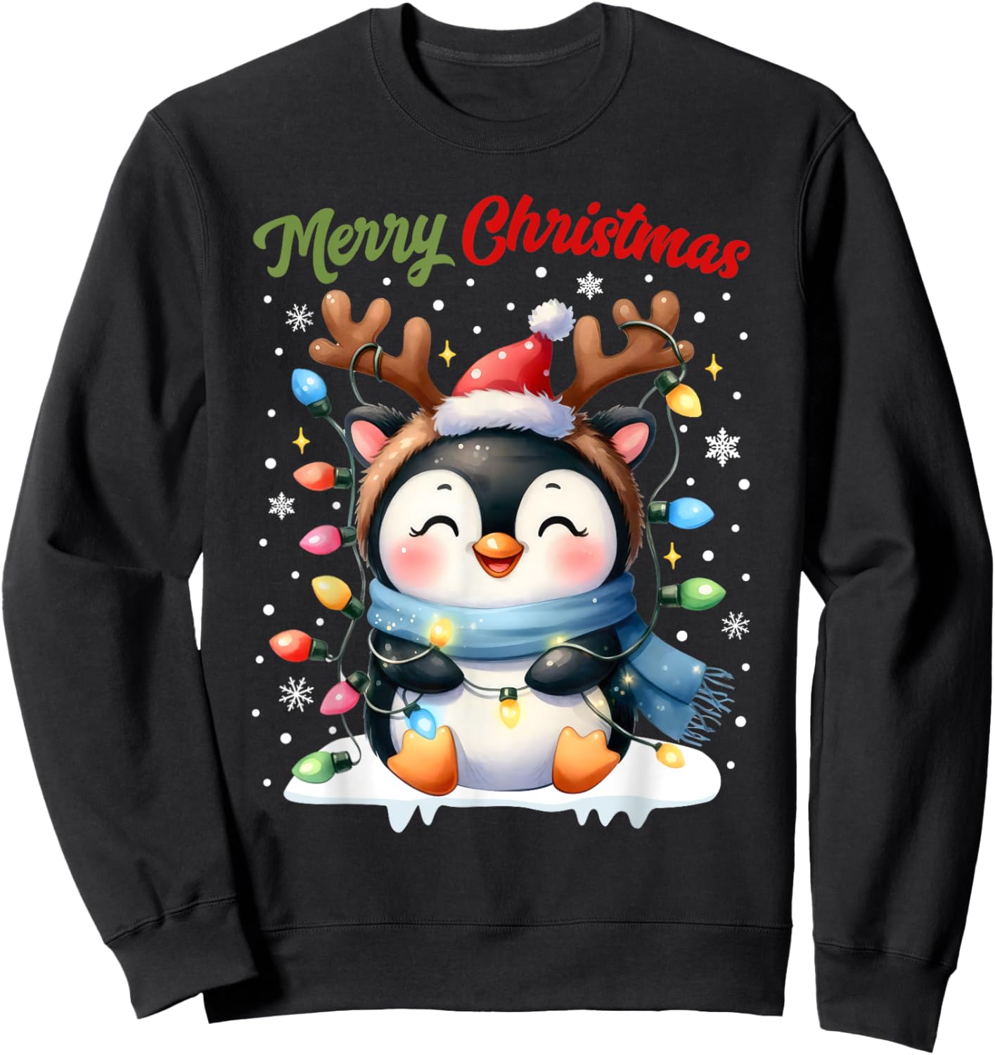 Christmas Pajamas Men Women Kids Christmas Outfit Penguin Sweatshirt - Sweatshirt | Black
