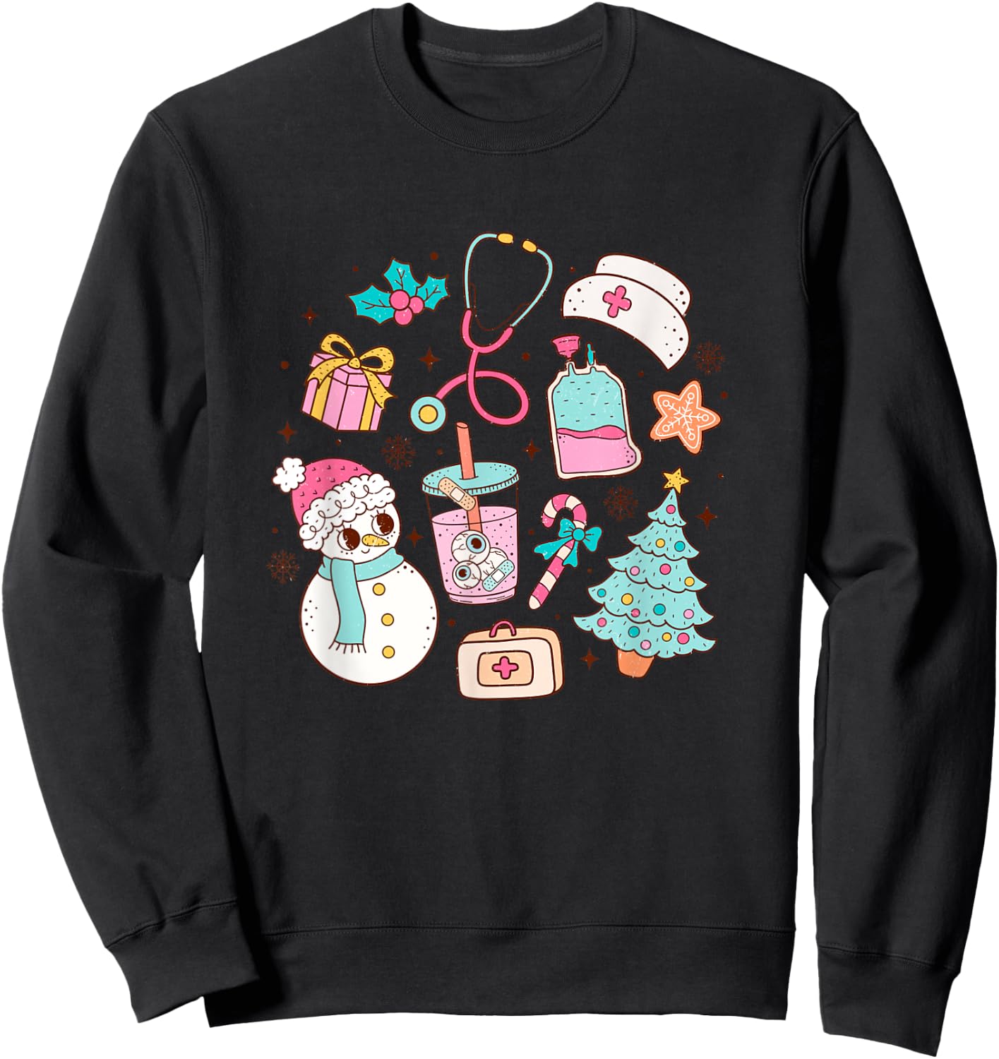 Cute Matching Christmas Nurse Medical Sweatshirt - Sweatshirt | Black