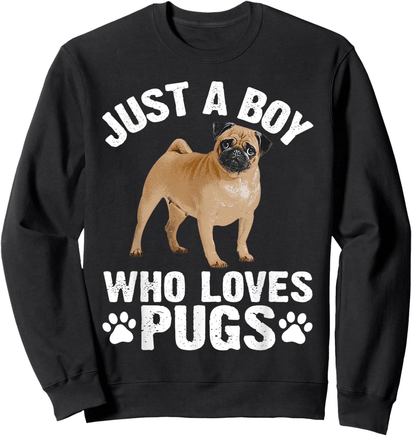 Funny Pug Design Boys Pet Dog Breed Puppy Pug Lovers Sweatshirt - Sweatshirt | Black