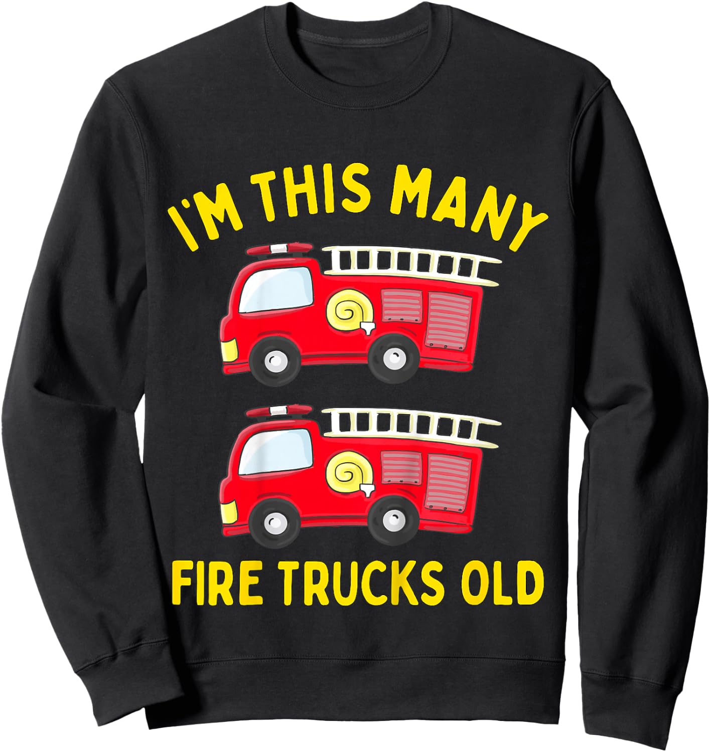 Kids Fire Truck 2nd Birthday Boy Toddler Firefighter 2 Two Sweatshirt - Sweatshirt | Black