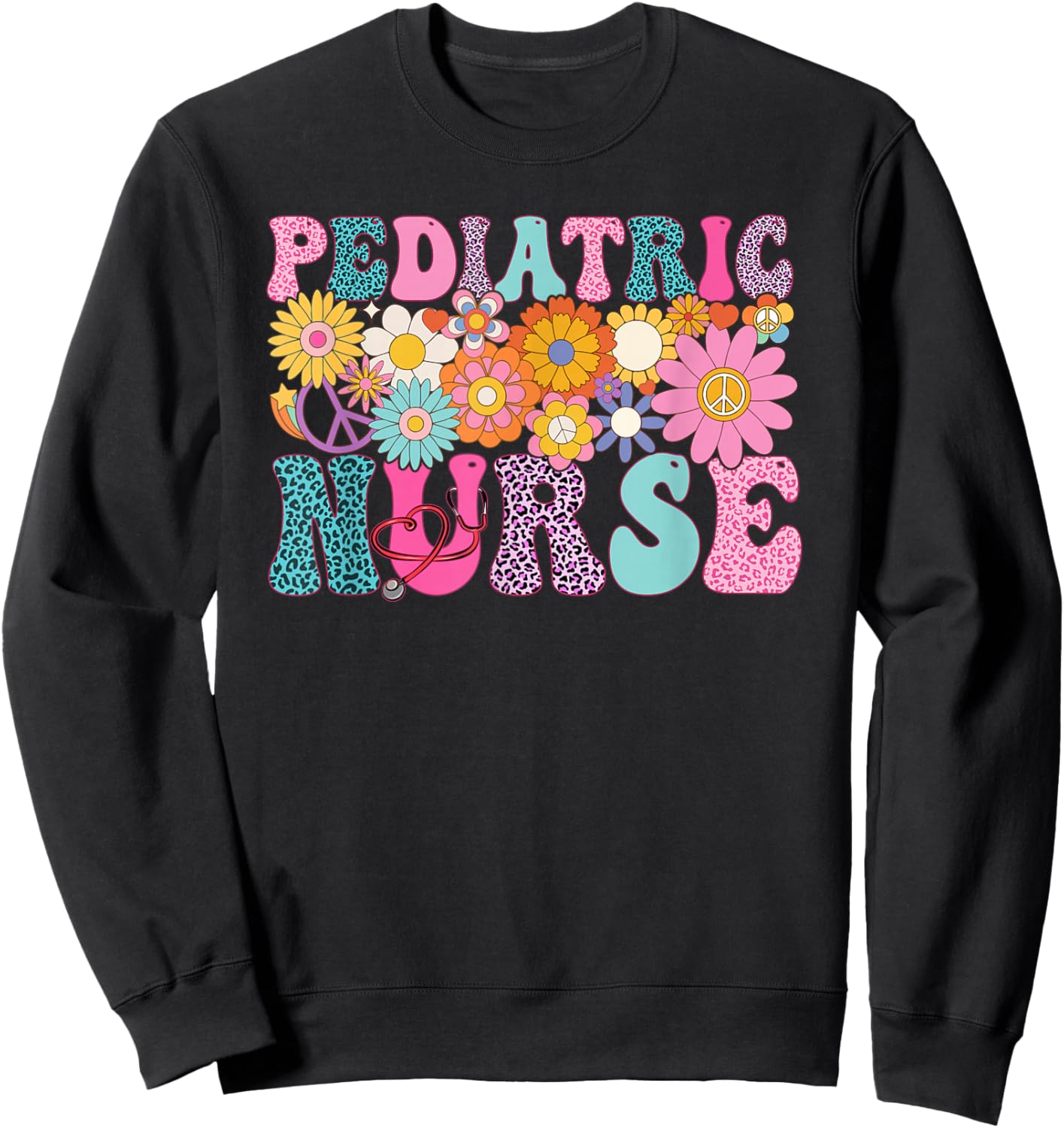 Pediatric Nurse Week Groovy Appreciation Day Sweatshirt - Sweatshirt | Black
