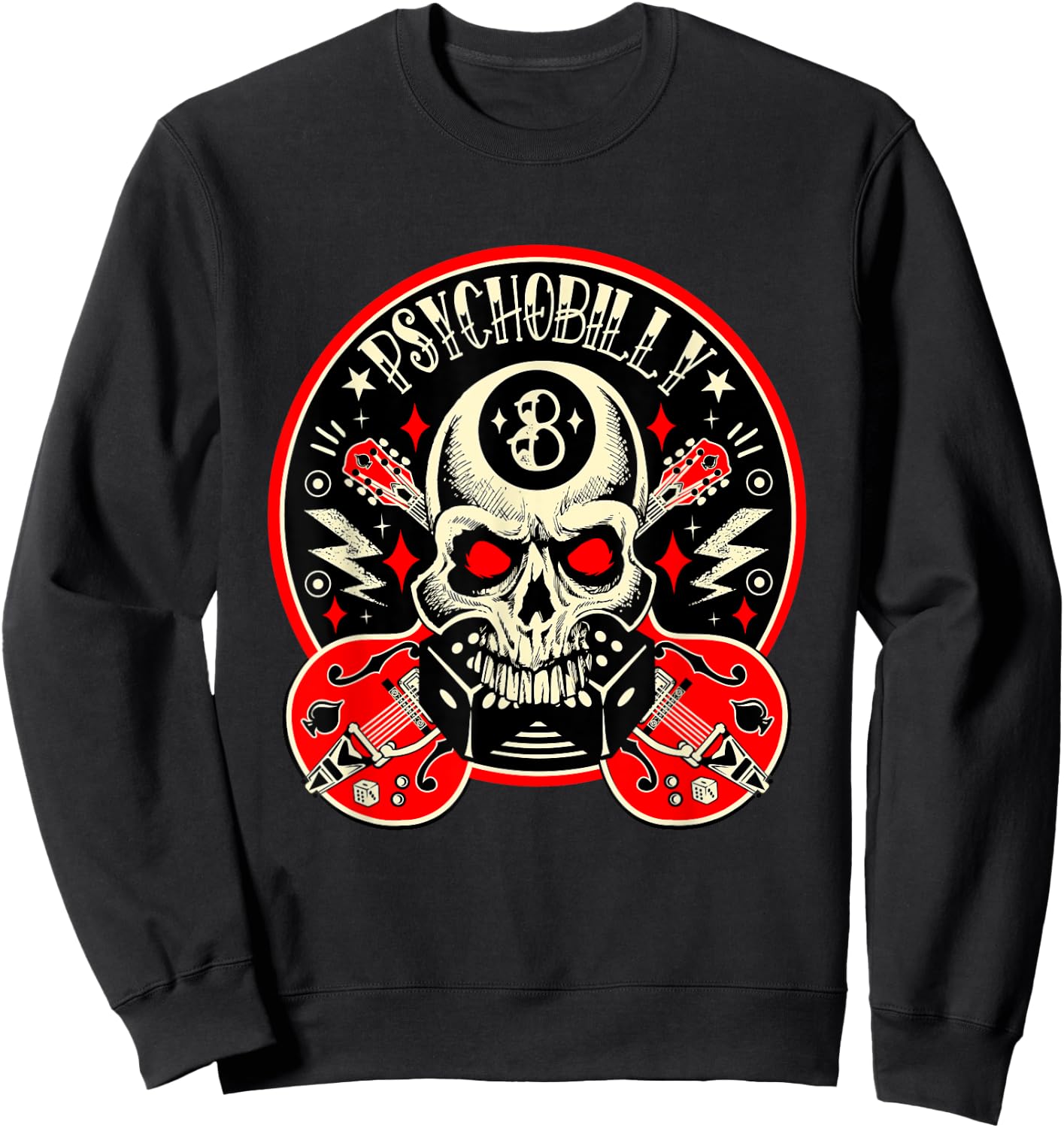 Rockabilly Skull Clothing Psychobilly Vintage Rocker Biker Sweatshirt - Sweatshirt | Black