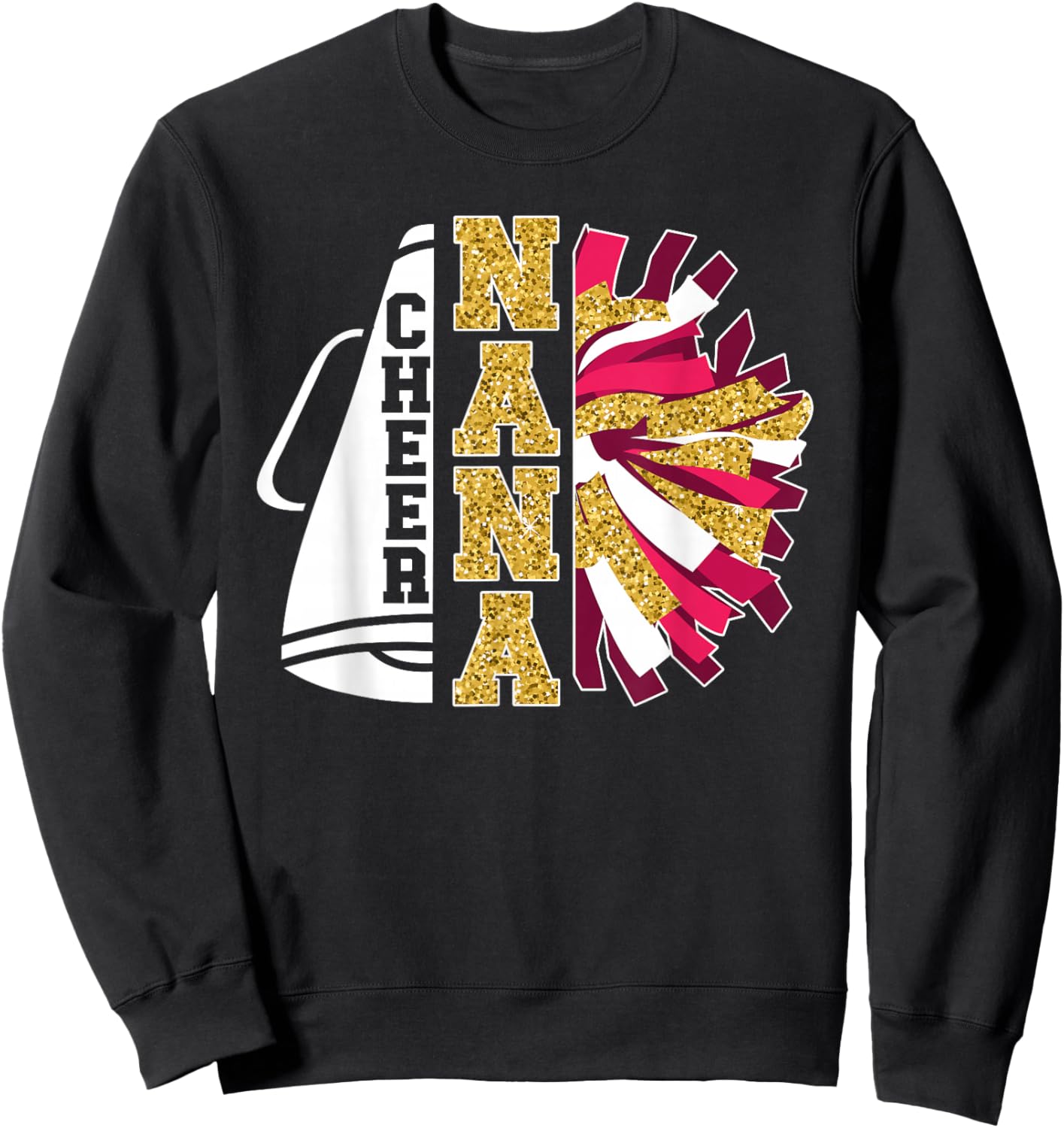 Cute Cheer Nana Of A Cheerleader Nana Grandma Sweatshirt - Sweatshirt | Black