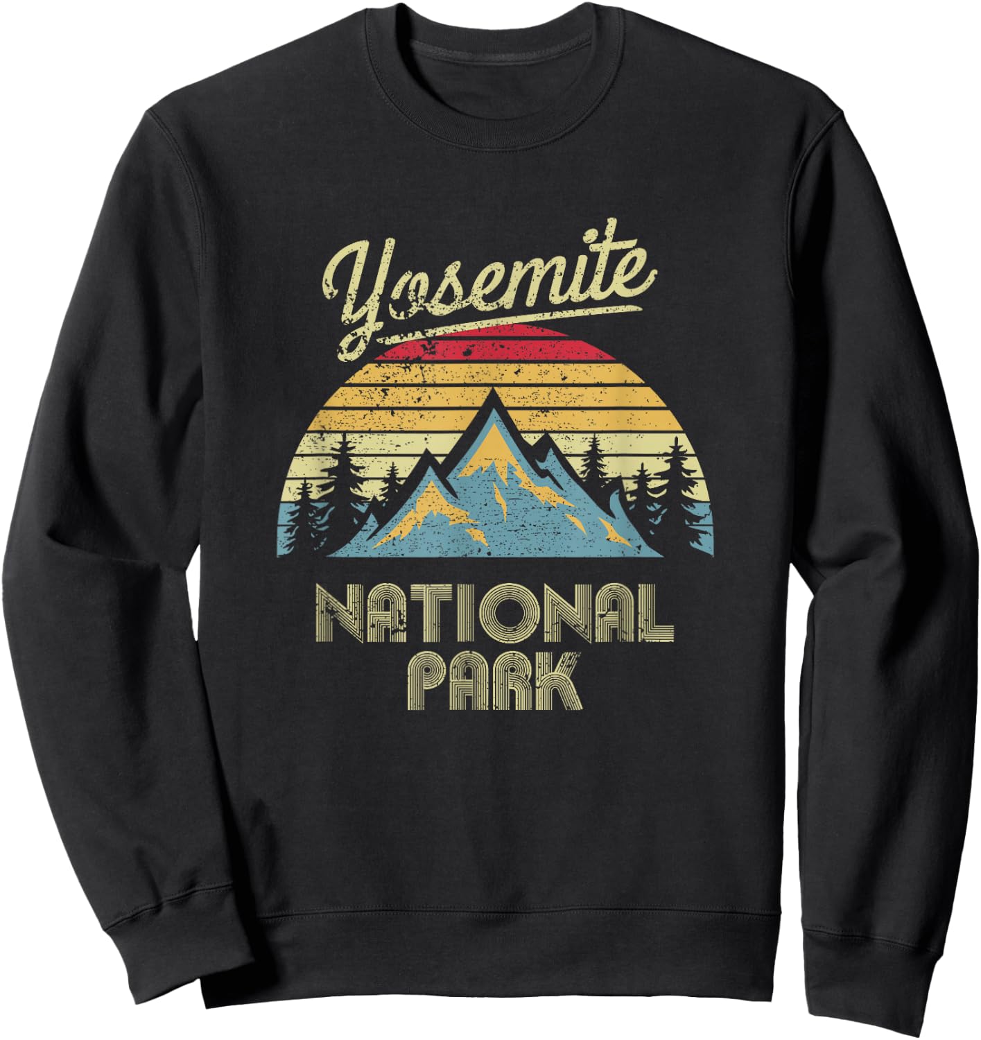 Vintage Retro Yosemite National Park Mountain T Shirt Sweatshirt - Sweatshirt | Black