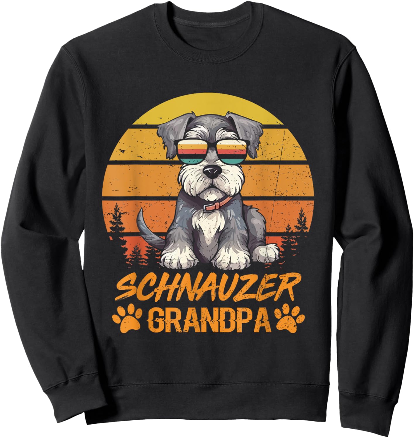 Vintage Retro Miniature Schnauzer Dog Grandpa Fathers Day Sweatshirt - Sweatshirt | Black