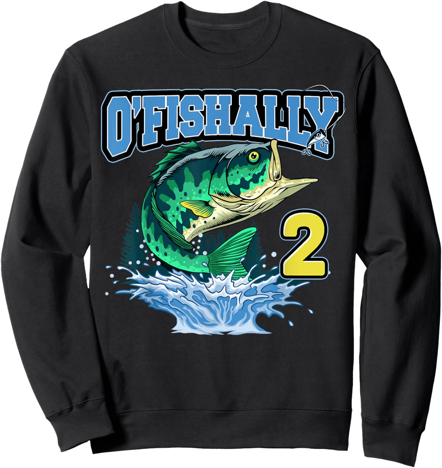 Retro O’Fishally 2 Fishing 2nd Bday 2 Years Old Sweatshirt - Sweatshirt | Black