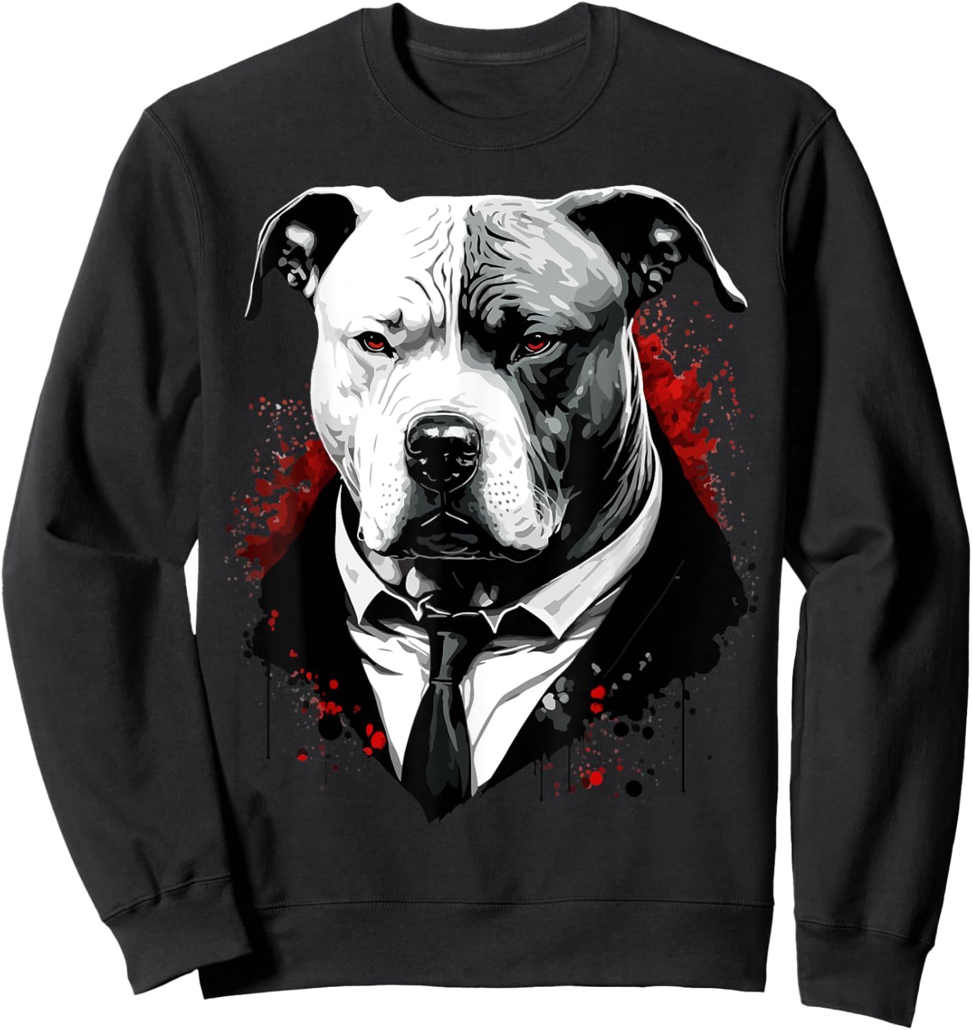 Pitbull Dog Gangster in Suit Funny Mob Boss Mafia-Themed Men Women Kids Sweatshirt - Sweatshirt | Black