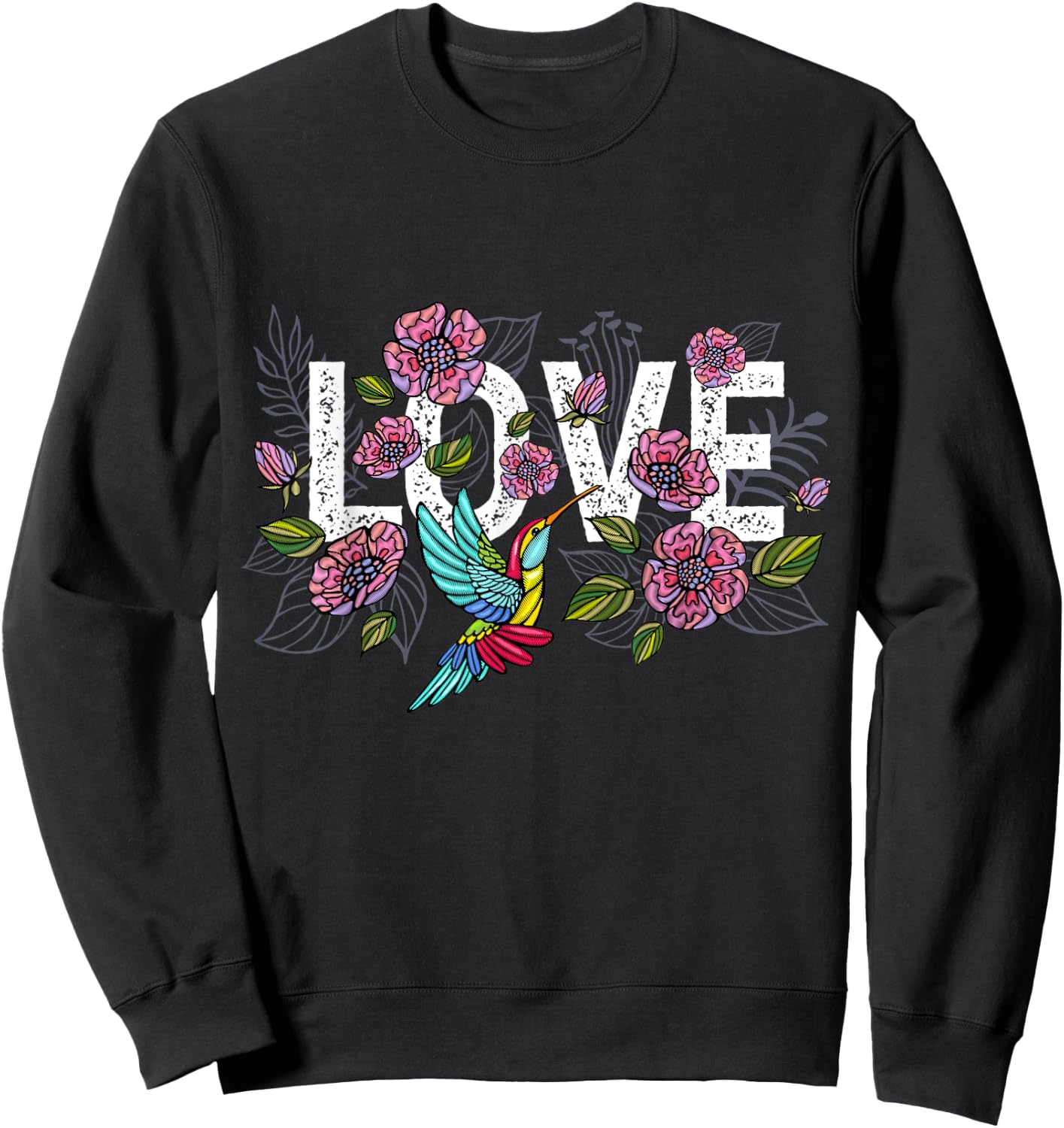 Vintage Hummingbird Gift Humming Funny Bird Lover Women Kids Sweatshirt - Sweatshirt | Black