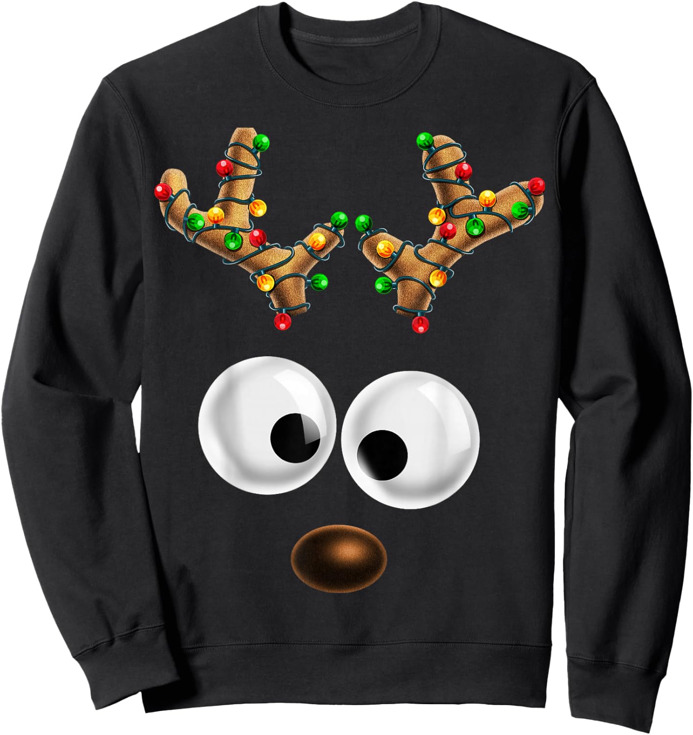 Matching Family Christmas Reindeer Face Christmas Gift Kids Sweatshirt - Sweatshirt | Black