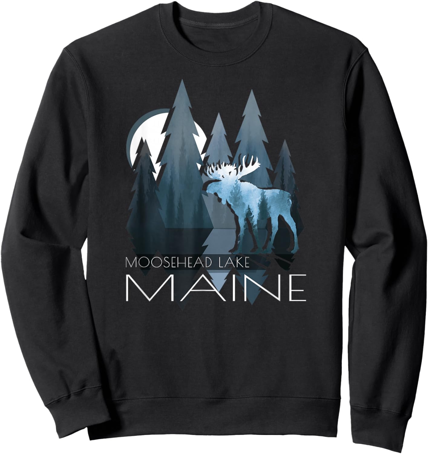 Maine - Moosehead Lake - Piscataquis - Moose In Forest Sweatshirt - Sweatshirt | Black