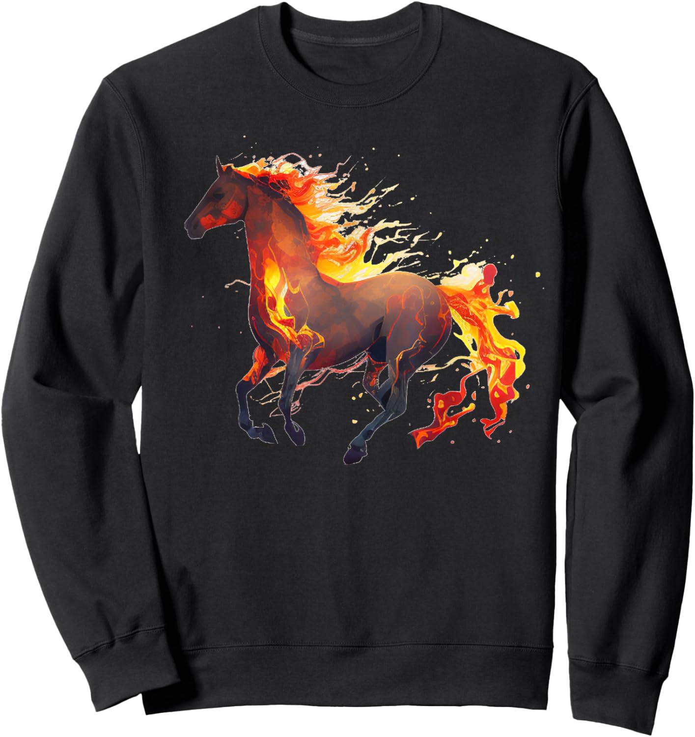 Cool love Fire for burning Horses Lovers Sweatshirt - Sweatshirt | Black