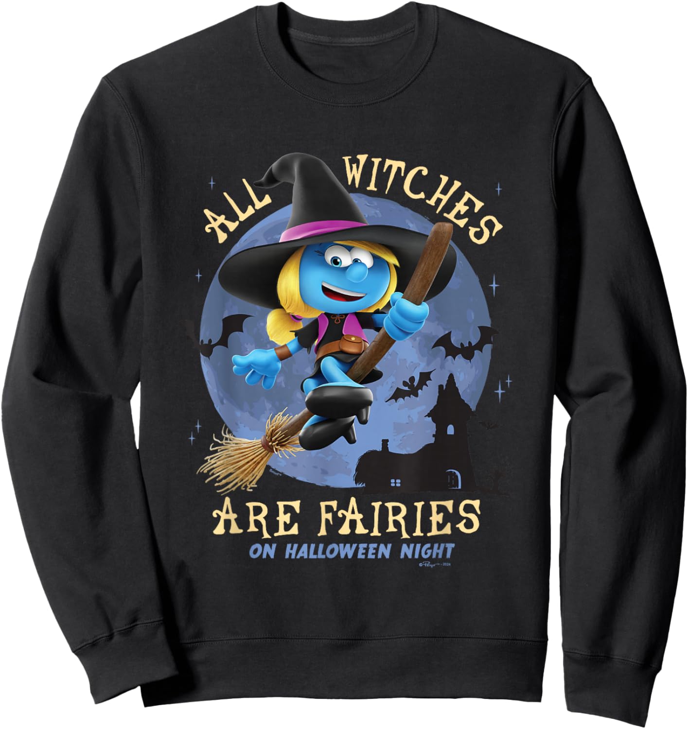 The Smurfs All Witches Are Fairies On Halloween Night Logo Sweatshirt - Sweatshirt | Black