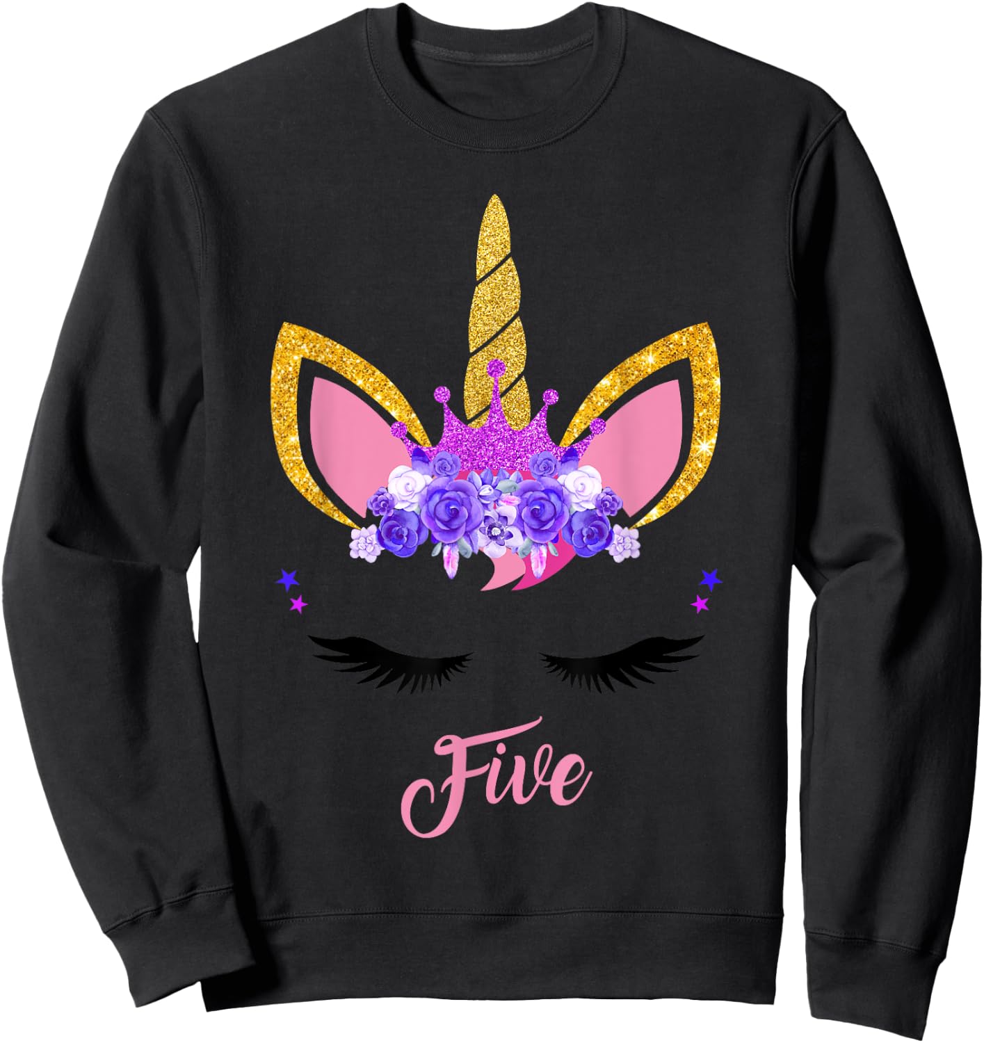 5 Years Old Unicorn Birthday Girl 5th Birthday Unicorn Sweatshirt - Sweatshirt | Black