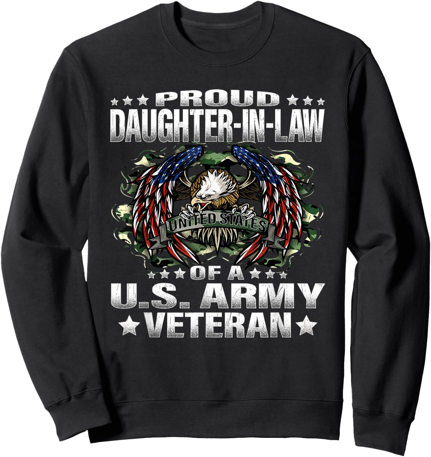 Proud Daughter-In-Law Of A US Army Veteran Vet's Family Sweatshirt - Sweatshirt | Black