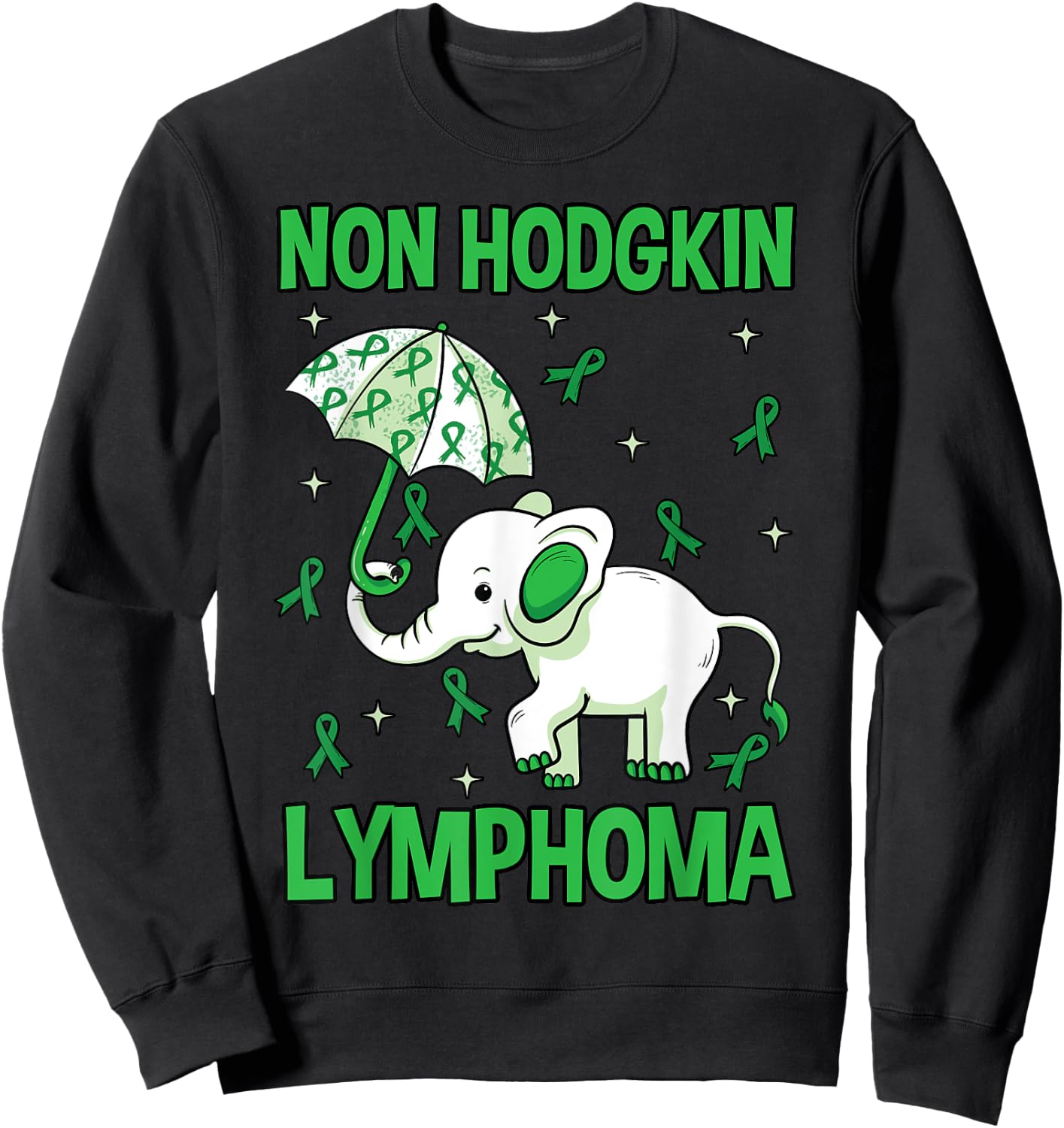 Elephant Non-Hodgkins Lymphoma Lymphocytes Green Gift Sweatshirt - Sweatshirt | Black