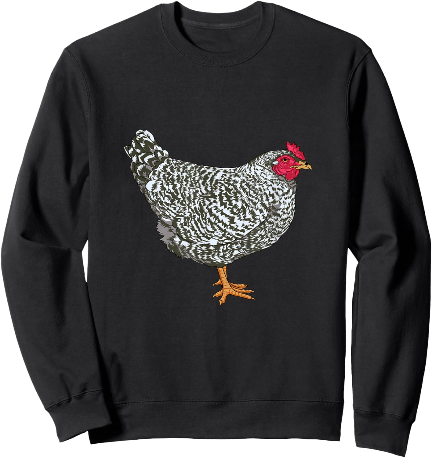 Dominique Chicken Designs Dominique Chicken Motif - Black, Small - -Adults, Kids - Short Sleeve, , Classic Fit Sweatshirt - Sweatshirt | Black