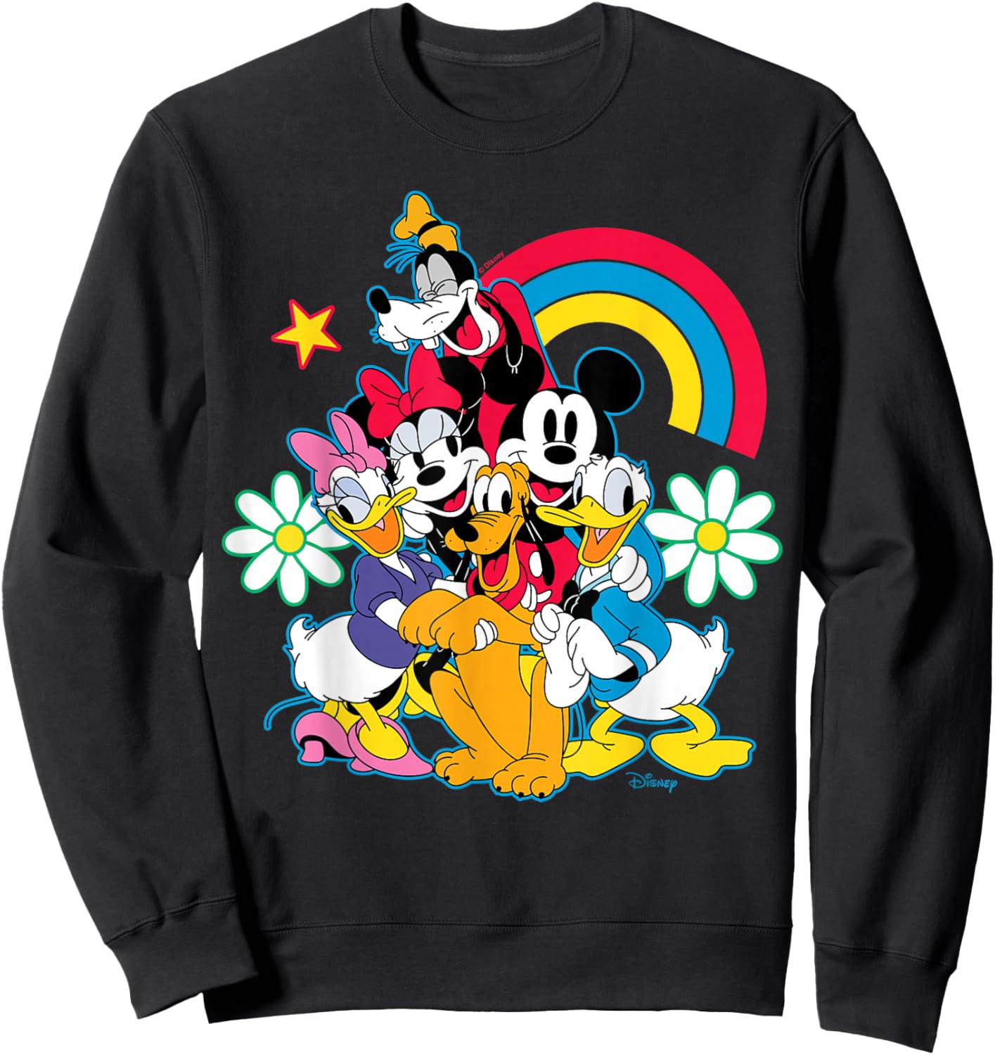 Mickey Mouse Minnie Mouse Donald Duck Daisy Duck Goofy Pluto Sweatshirt - Sweatshirt | Black
