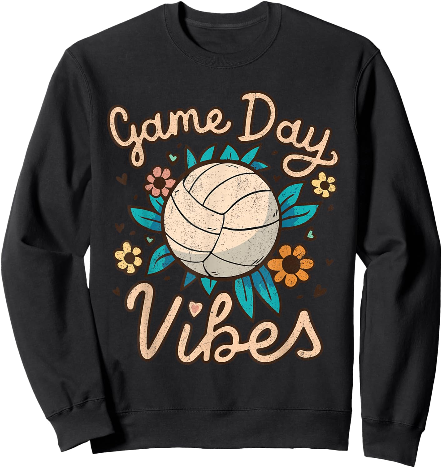 Volleyball Mom Game Day Vibes Girls Teens Sweatshirt - Sweatshirt | Black
