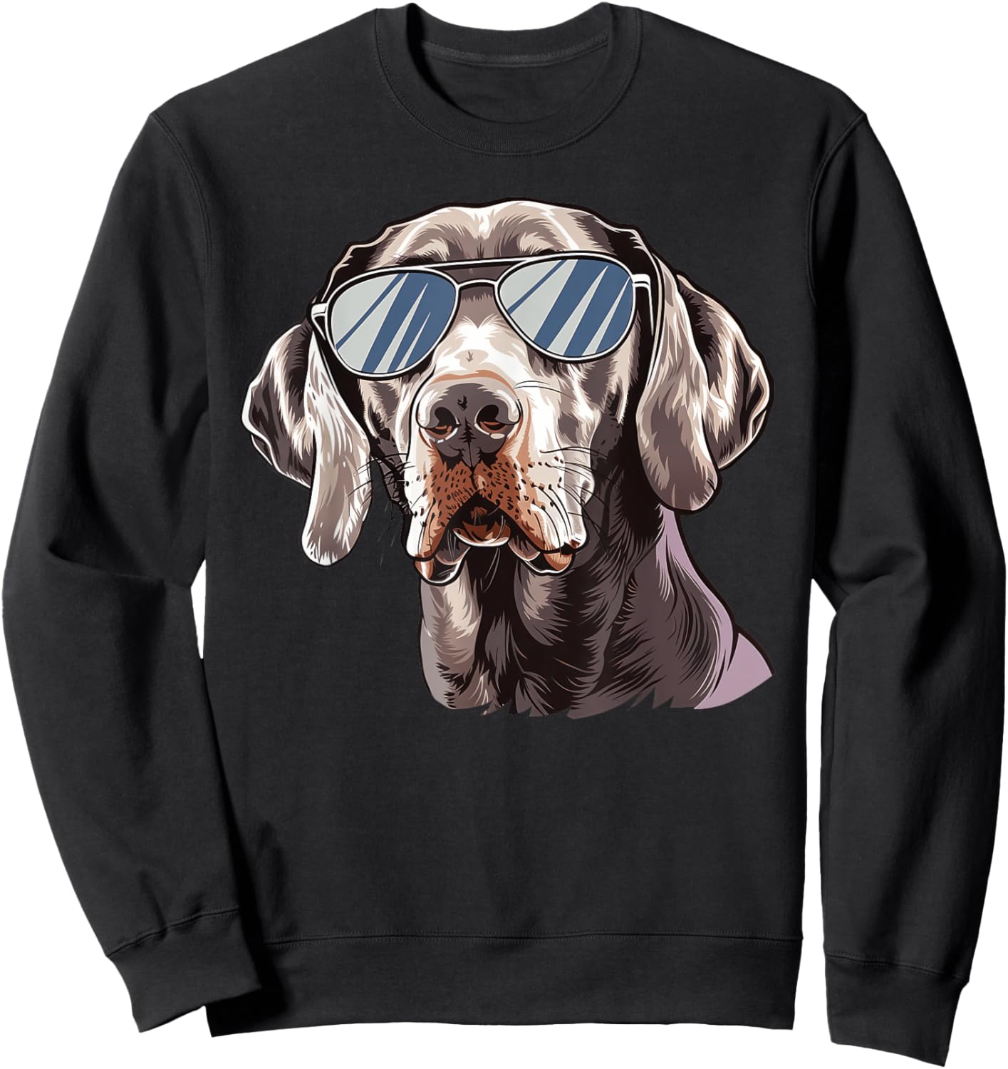 Weimaraner Dog Sunglasses Sweatshirt - Sweatshirt | Black