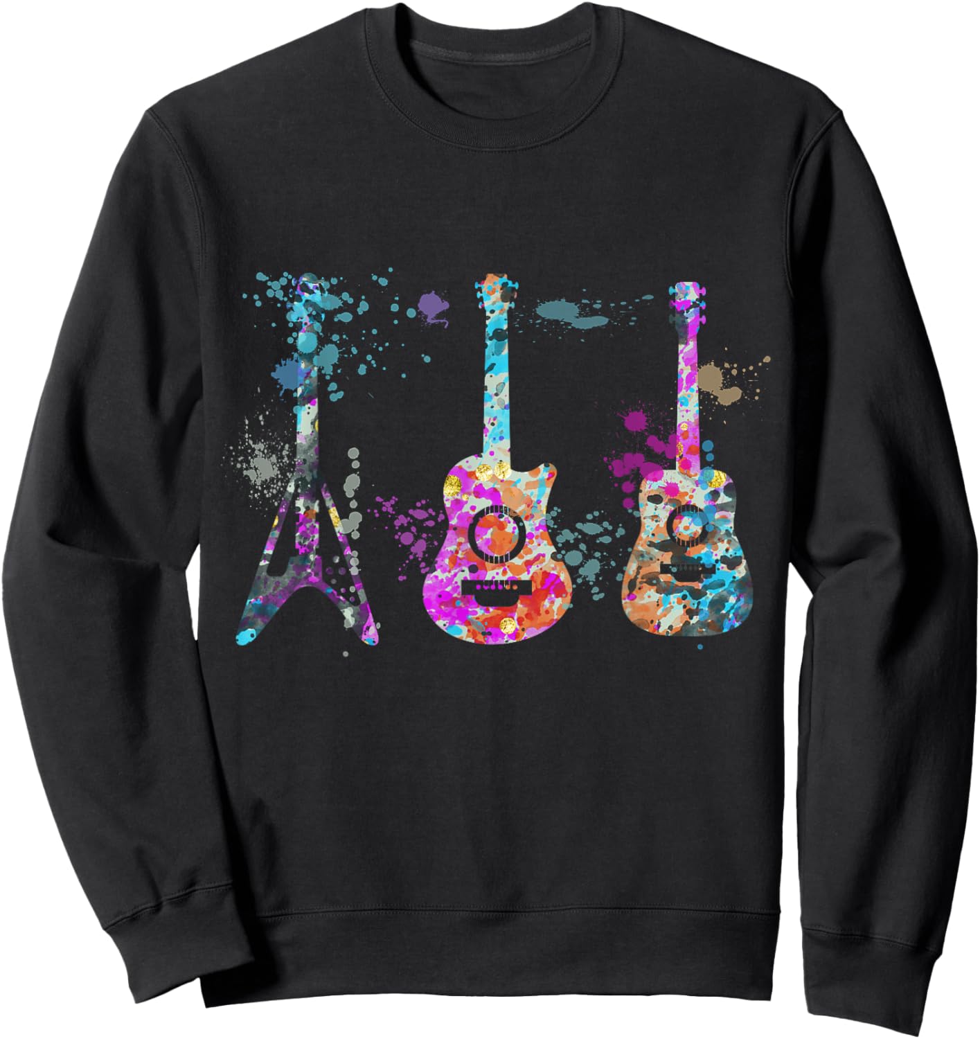 Guitar Instrument Silhouette Guitars Sweatshirt - Sweatshirt | Black