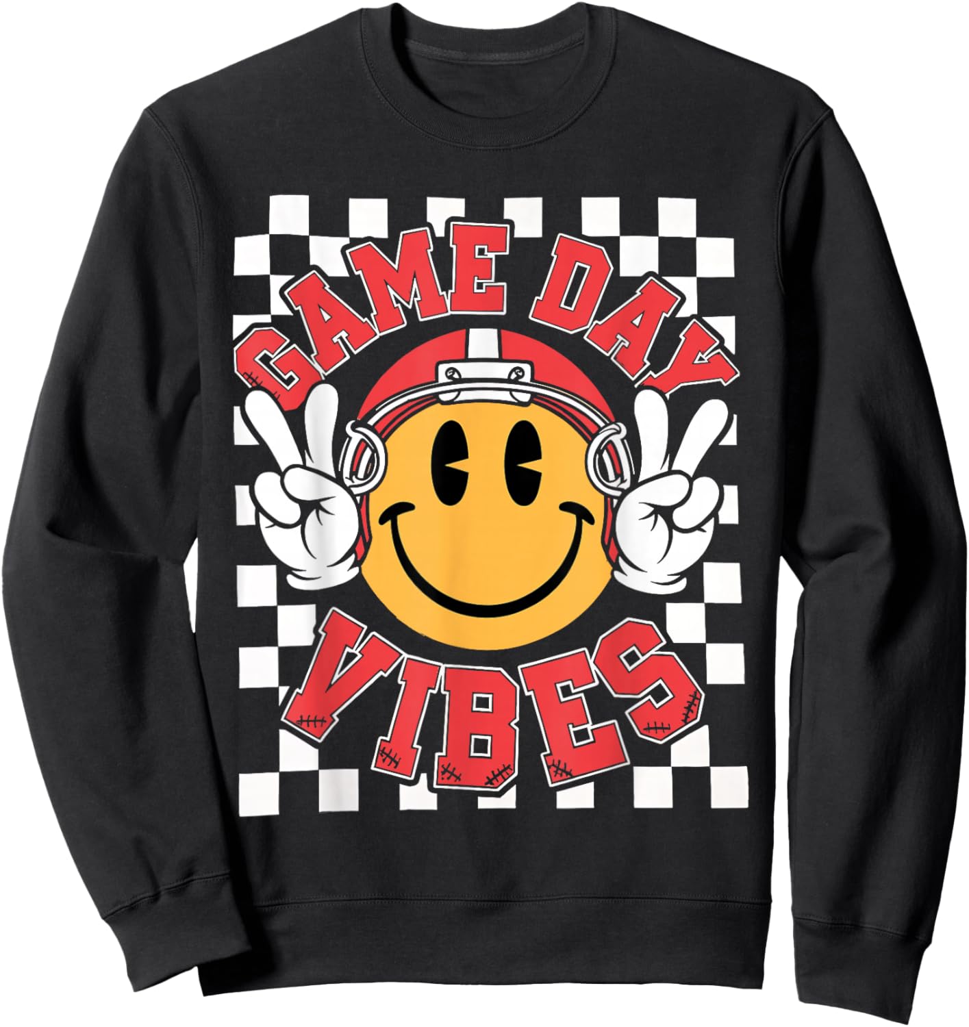 Funny Football Face American Football Game Day Vibes Sport Sweatshirt - Sweatshirt | Black