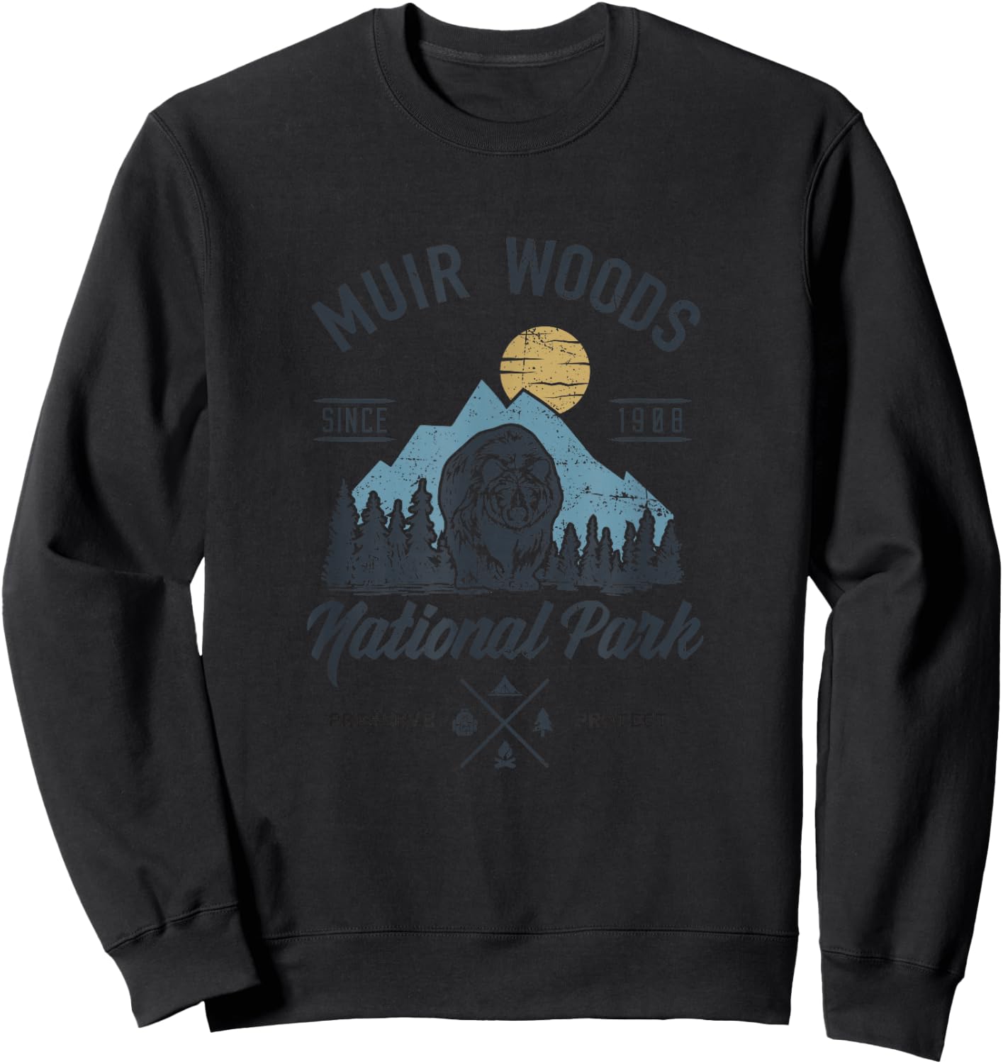 Vintage Muir Woods National Park Hiking Camping Shirt Sweatshirt - Sweatshirt | Black