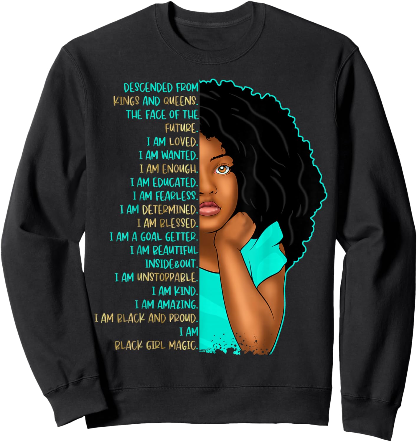 Girls Black Pride Self Care Black Girl Affirmations Kids Sweatshirt - Sweatshirt | Black