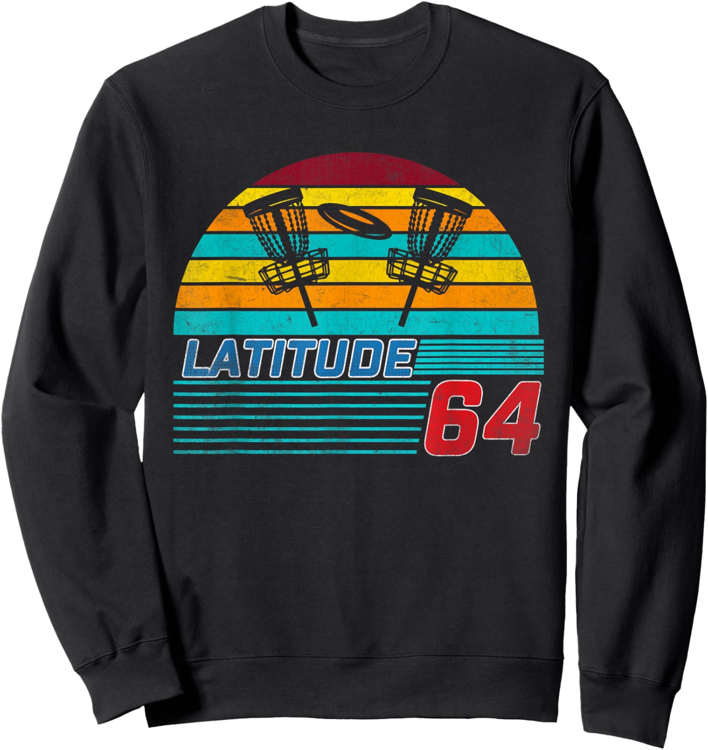 Latitude 64 Disc Golf Retro Vintage Men Women Sweatshirt - Sweatshirt | Black