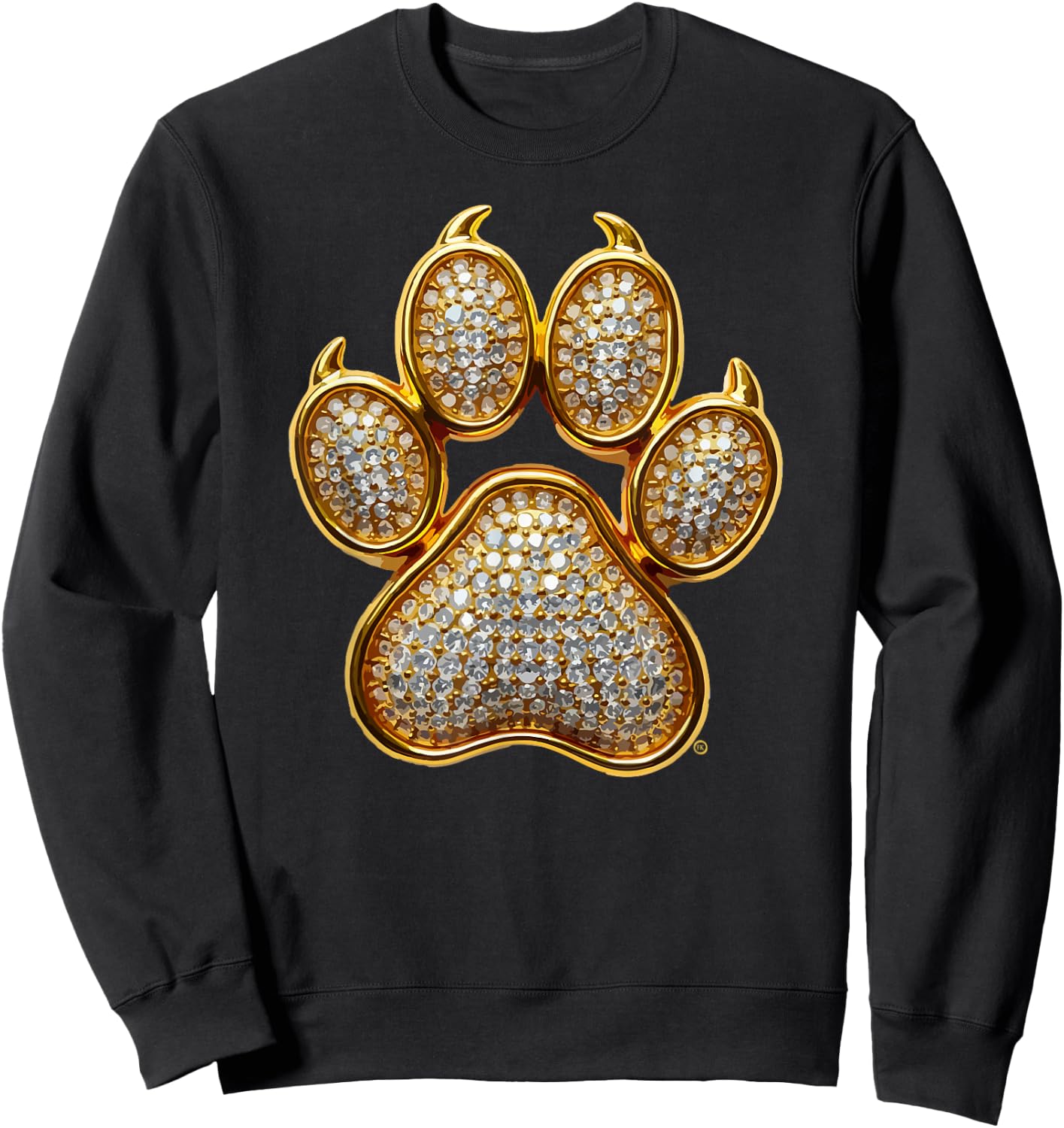 Dog Mom, Dog Dad, Gold Dog Paw, Great Bling Dog Lover Gift Sweatshirt - Sweatshirt | Black